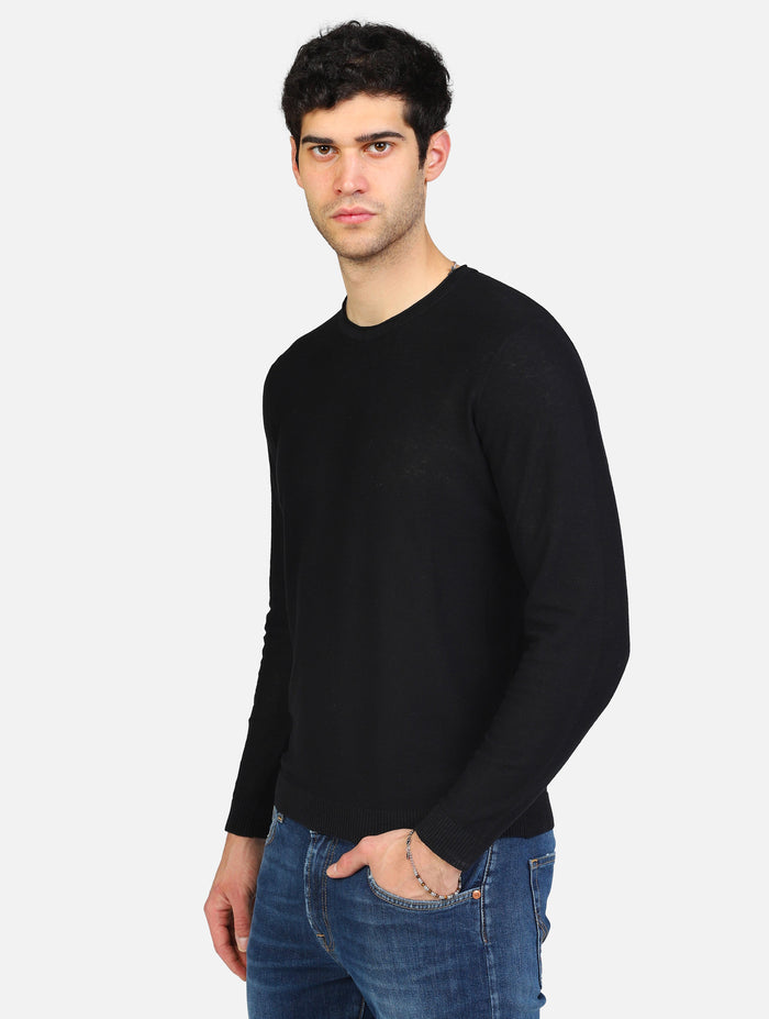 art. mk890014: maglia girocollo  manica lunga misto lino