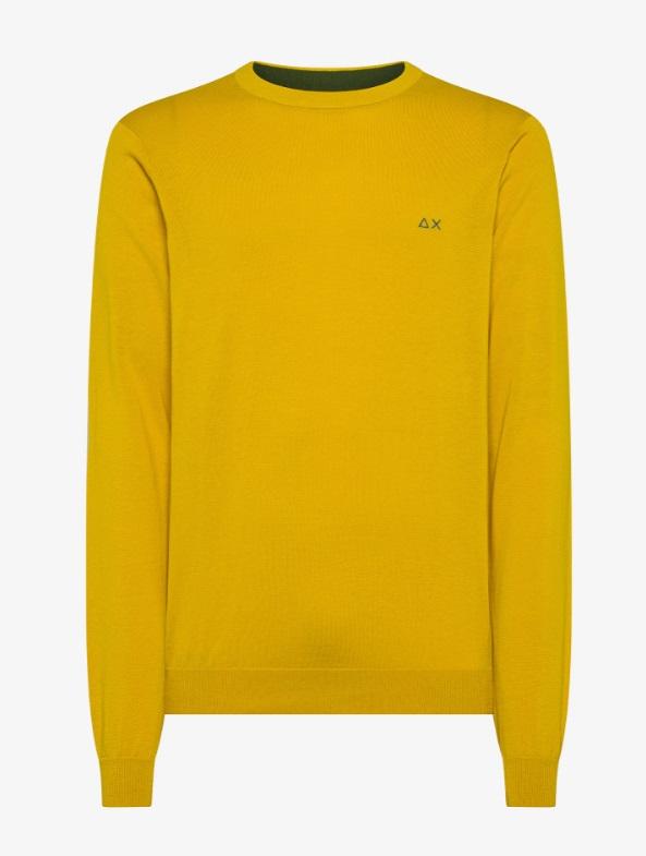 Art k35110: maglia in cotone girocollo a maniche lunghe giallo uomo 