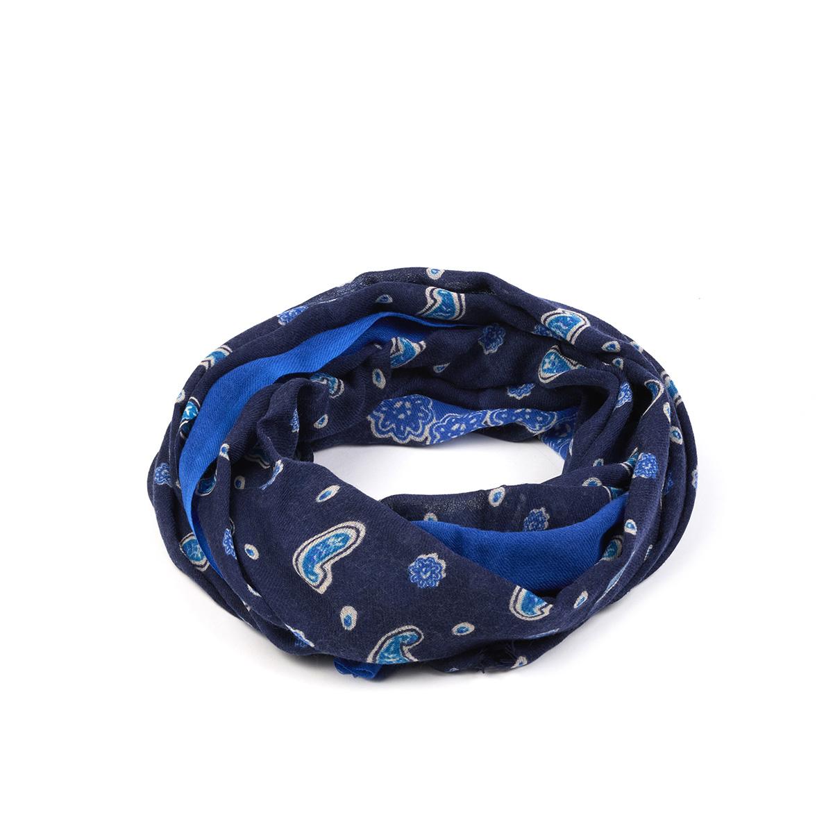 Sorrento sciarpa ricamata in pura lana vergine blu uomo 