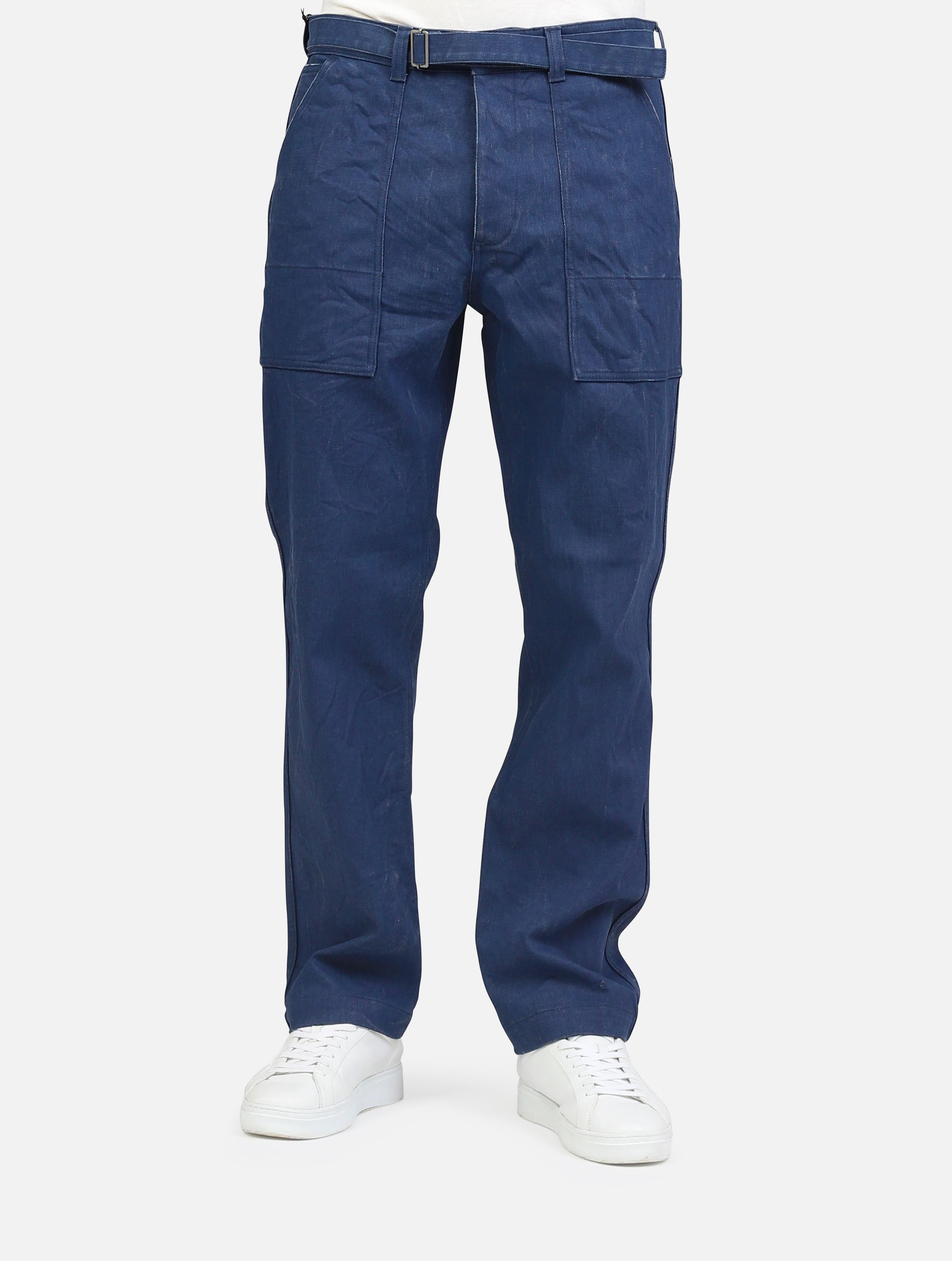 Art m9020: jeans con tasche fatigue, contura cucita e chiusura a bottoni blu uomo 