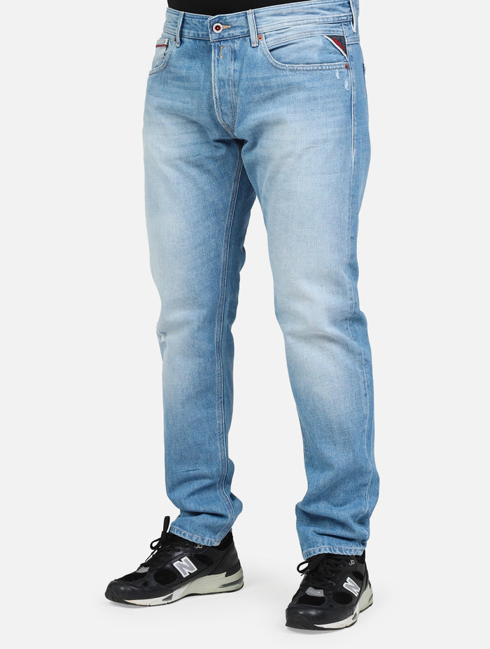art. m1008a: jeans regular slim fit con leggere abrasioni
