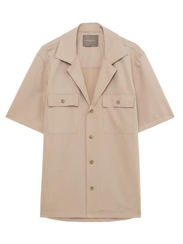 Overshirt tasche applicate beige uomo 