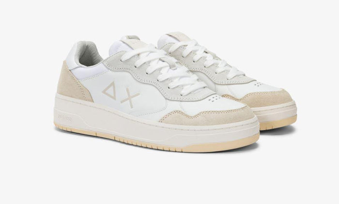 art. z35148: scarpe sneakers stile basket, in pelle e suede, con lacci in cotone e fodera in micro mesh