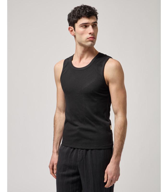 Canottiera a coste<BR/>canottiera aderente in tessuto stretch