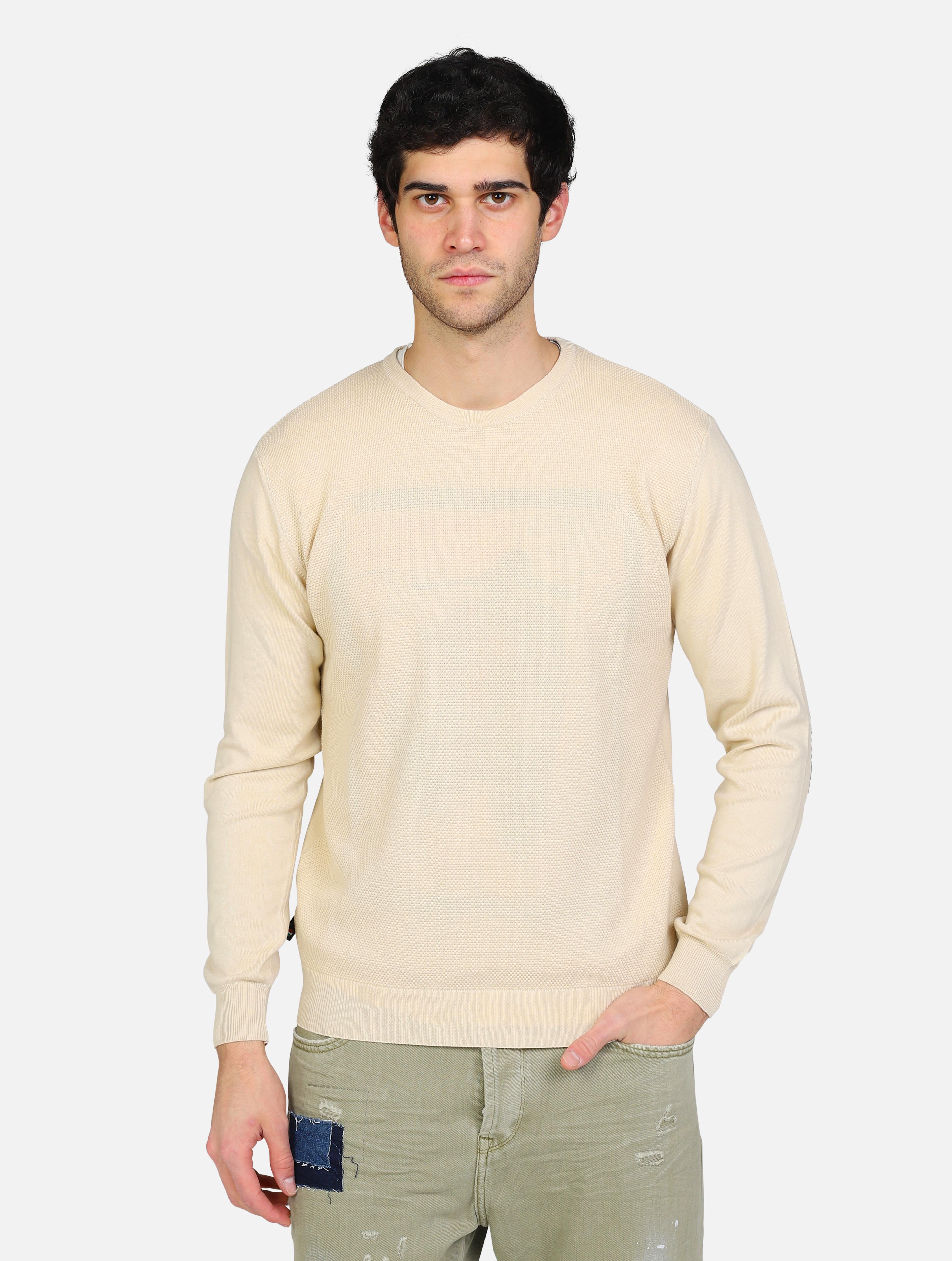 art. mapucorissabtt7: maglione puro cotone punto riso con toppe