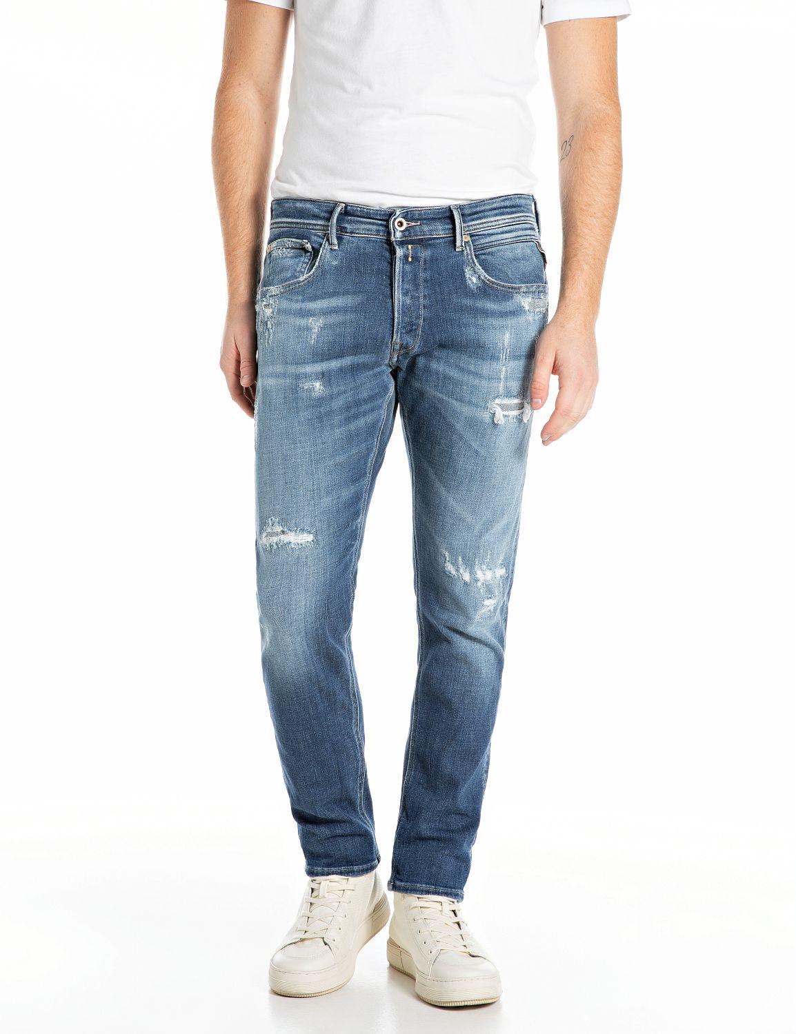 jeans stile willbi regular slim fit con abrasioni - 4 tasche