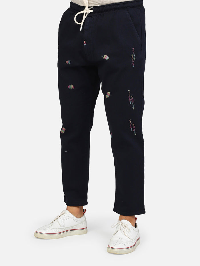 art. roctcricbl: pantalaccio cargo con tasche a taglio e cuciture colorate