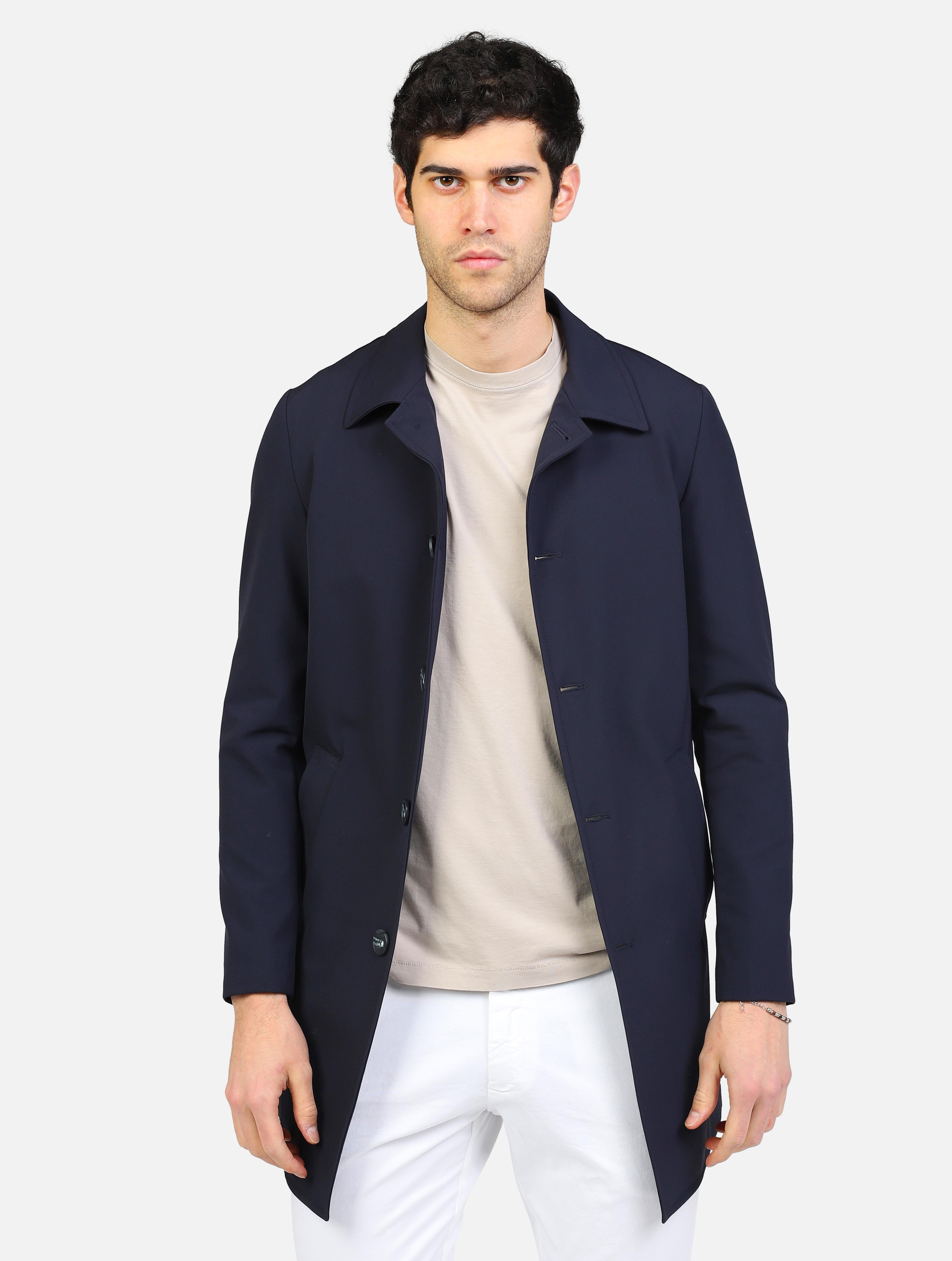 art. oc1s2s5j11: trench corto colletto alla francese e tasche verticali a taglio coperte