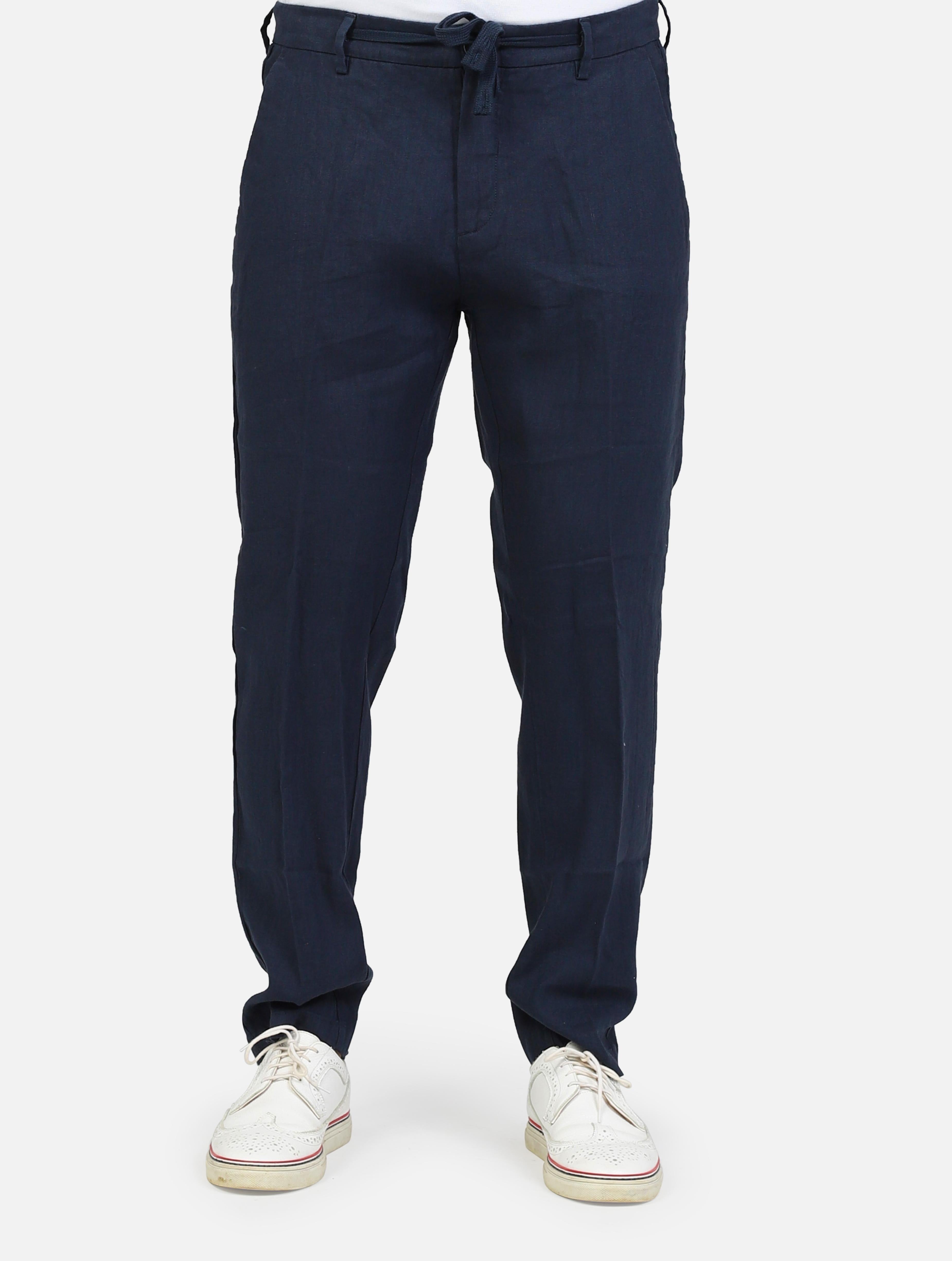 Art michigan-s25: pantalone in puro lino deep blue uomo 