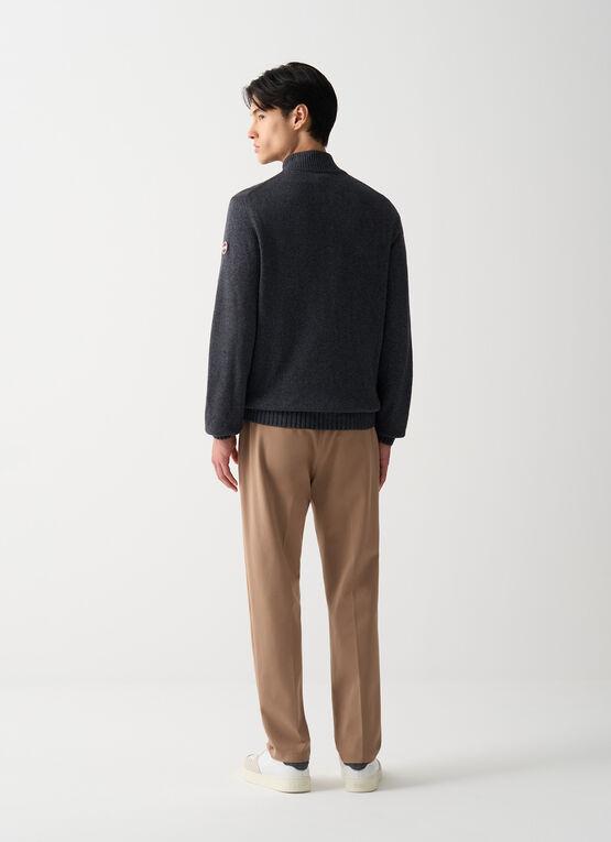 maglia full zip in misto cashmere finezza 7