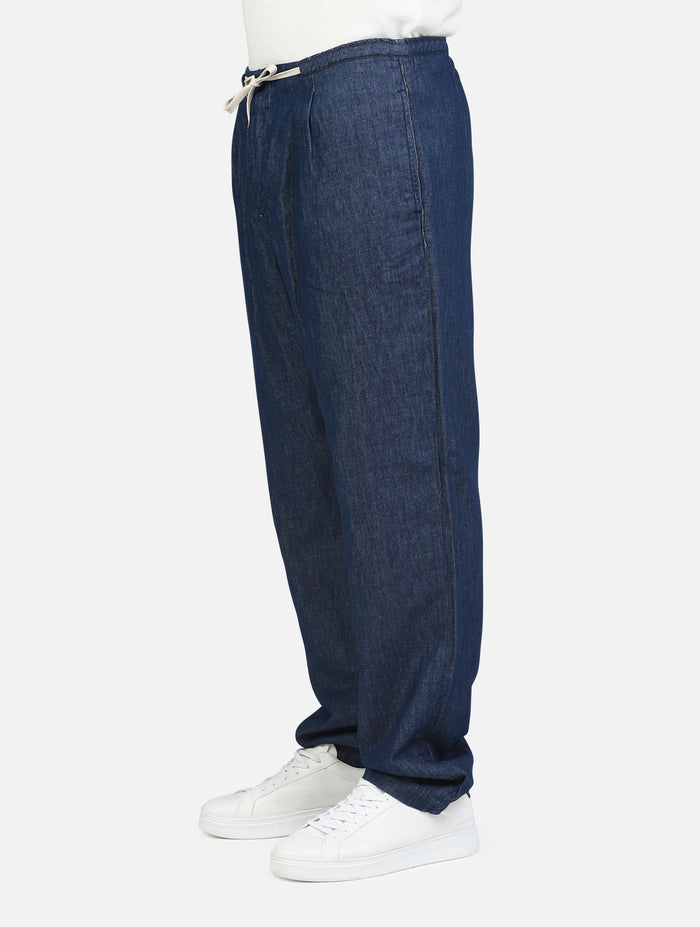 art. m9014: jeans pantalaccio con tasche a taglio misto cotone e lino