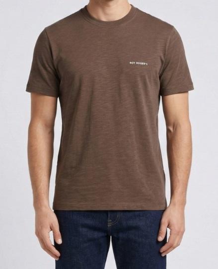 T-shirt  supima jersey con logo marrone uomo 