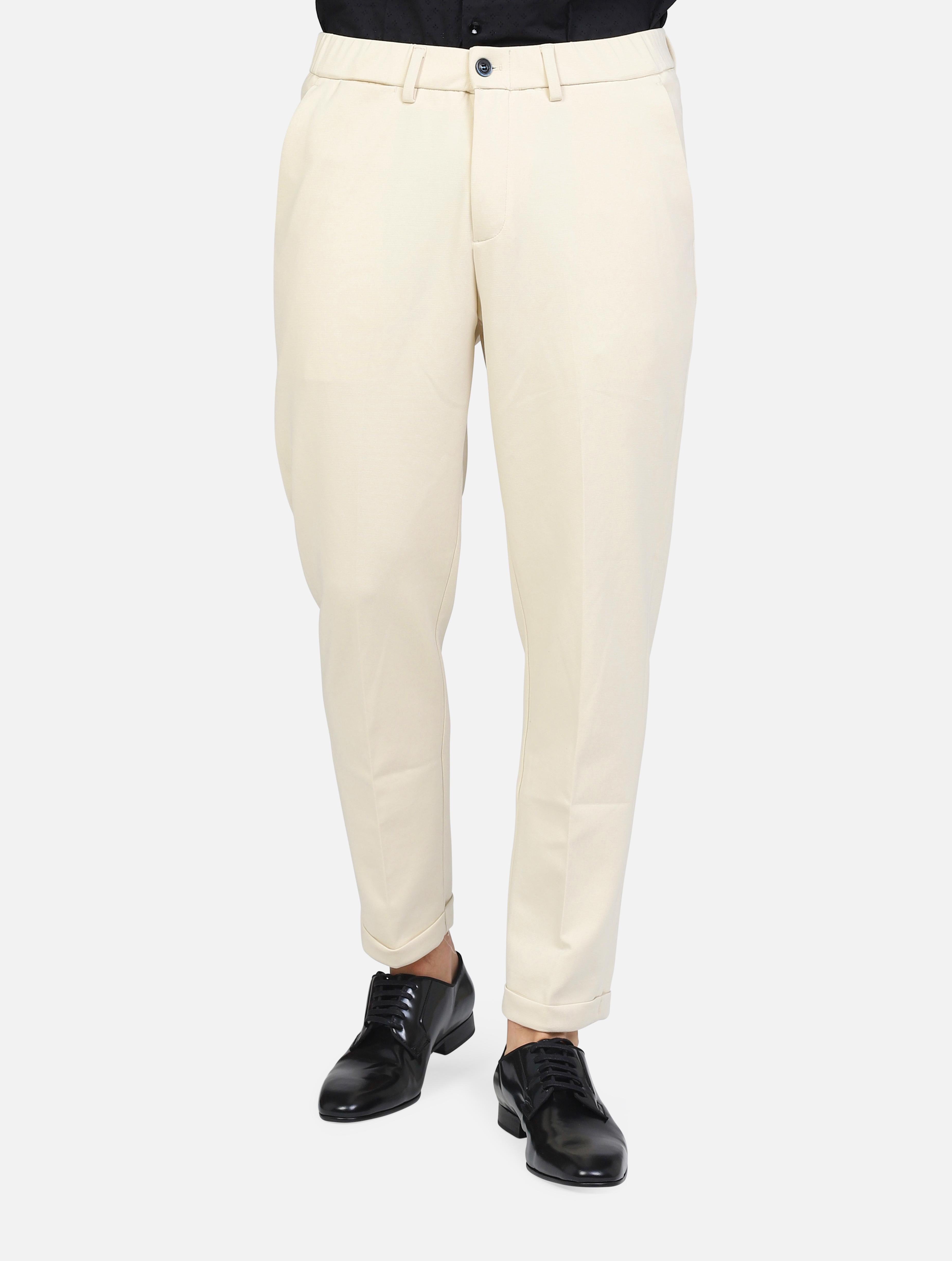 Art gl5165bd: pantalone casual con chiusura zip e tasche a taglio beige uomo 