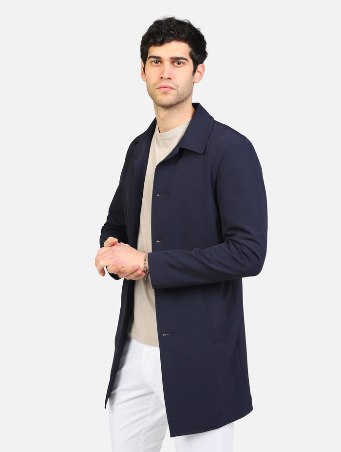 art. oc1s2s5j11: trench corto colletto alla francese e tasche verticali a taglio coperte