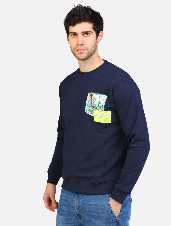 art. fugprebl: felpa girocollo premium con taschino disegnato cucito