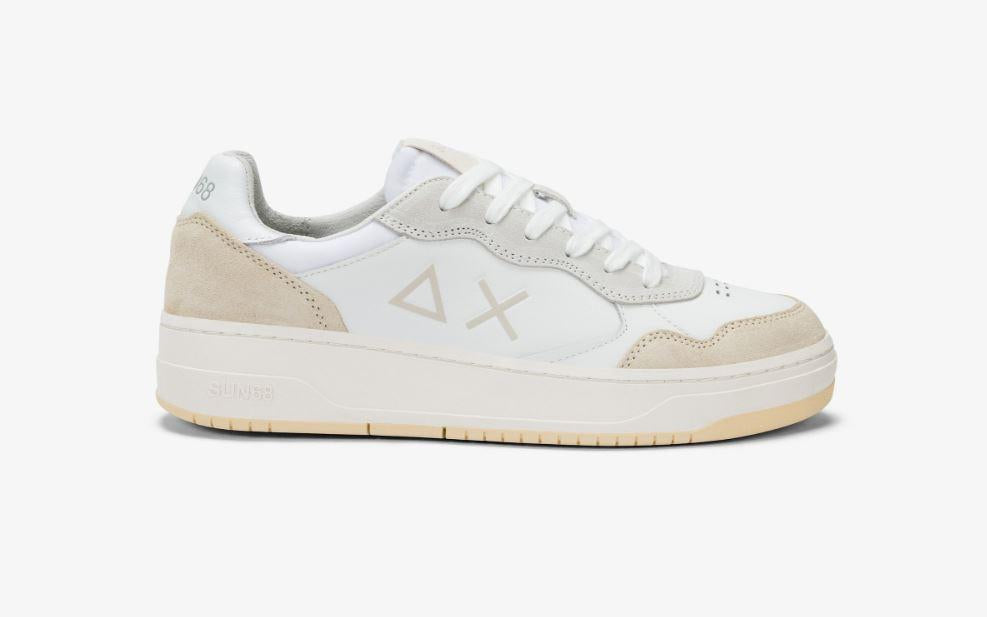 art. z35148: scarpe sneakers stile basket, in pelle e suede, con lacci in cotone e fodera in micro mesh