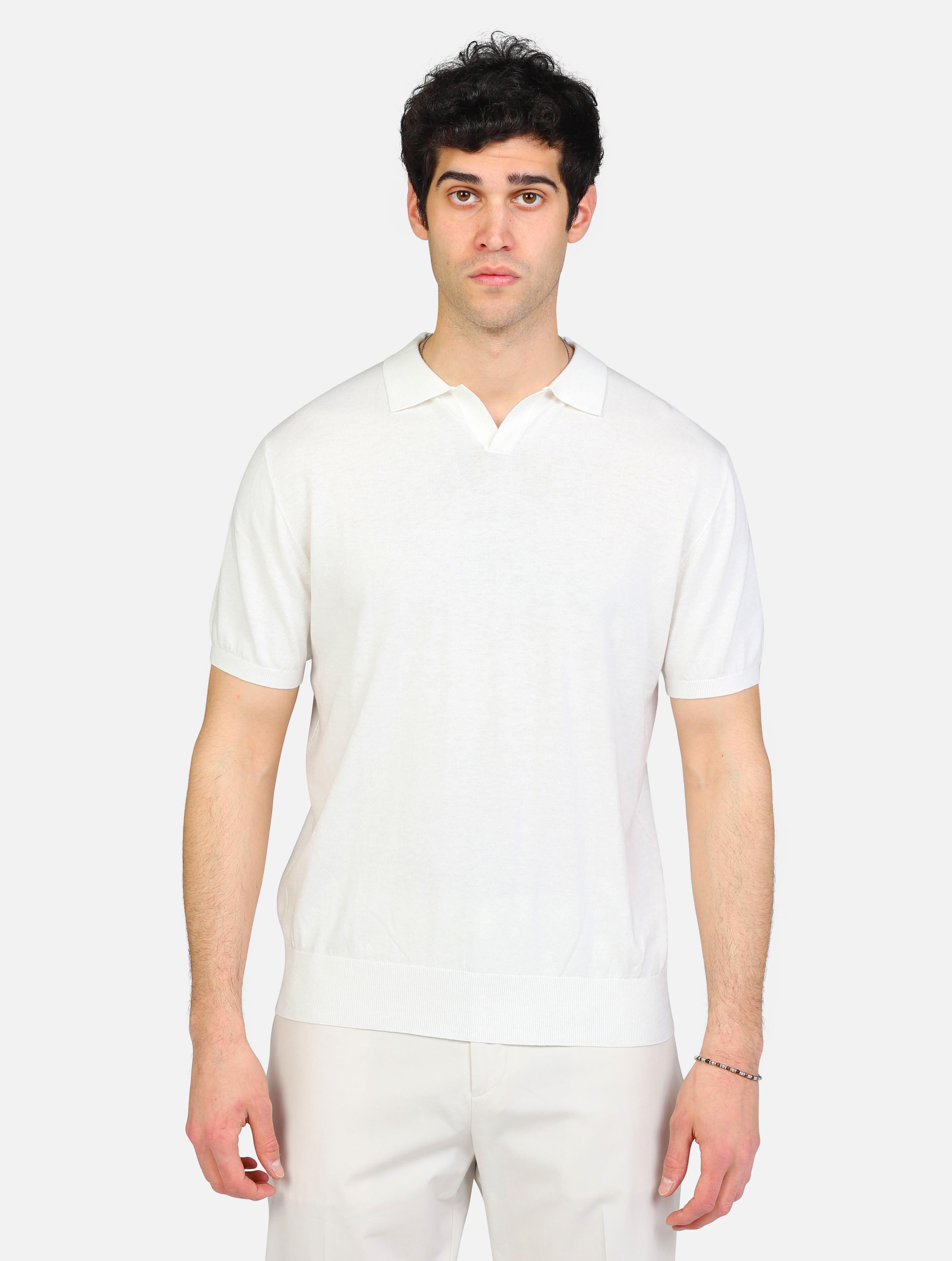 Art a30406c300: maglia basica con colletto in puro cotone bianco uomo 