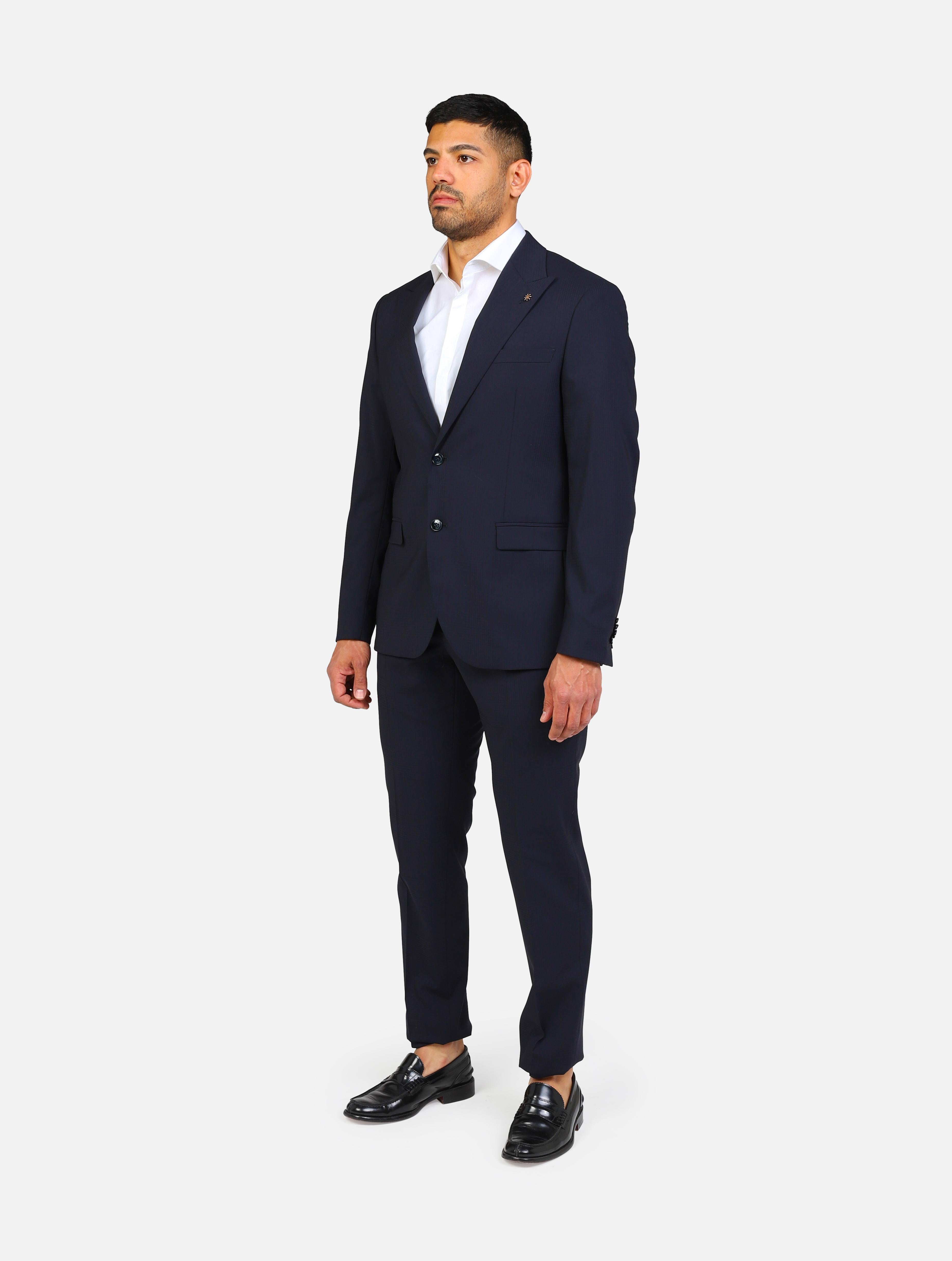 Art 3830a3328: abito con giacca monopetto a due bottoni, in pura lana vergine blu uomo 