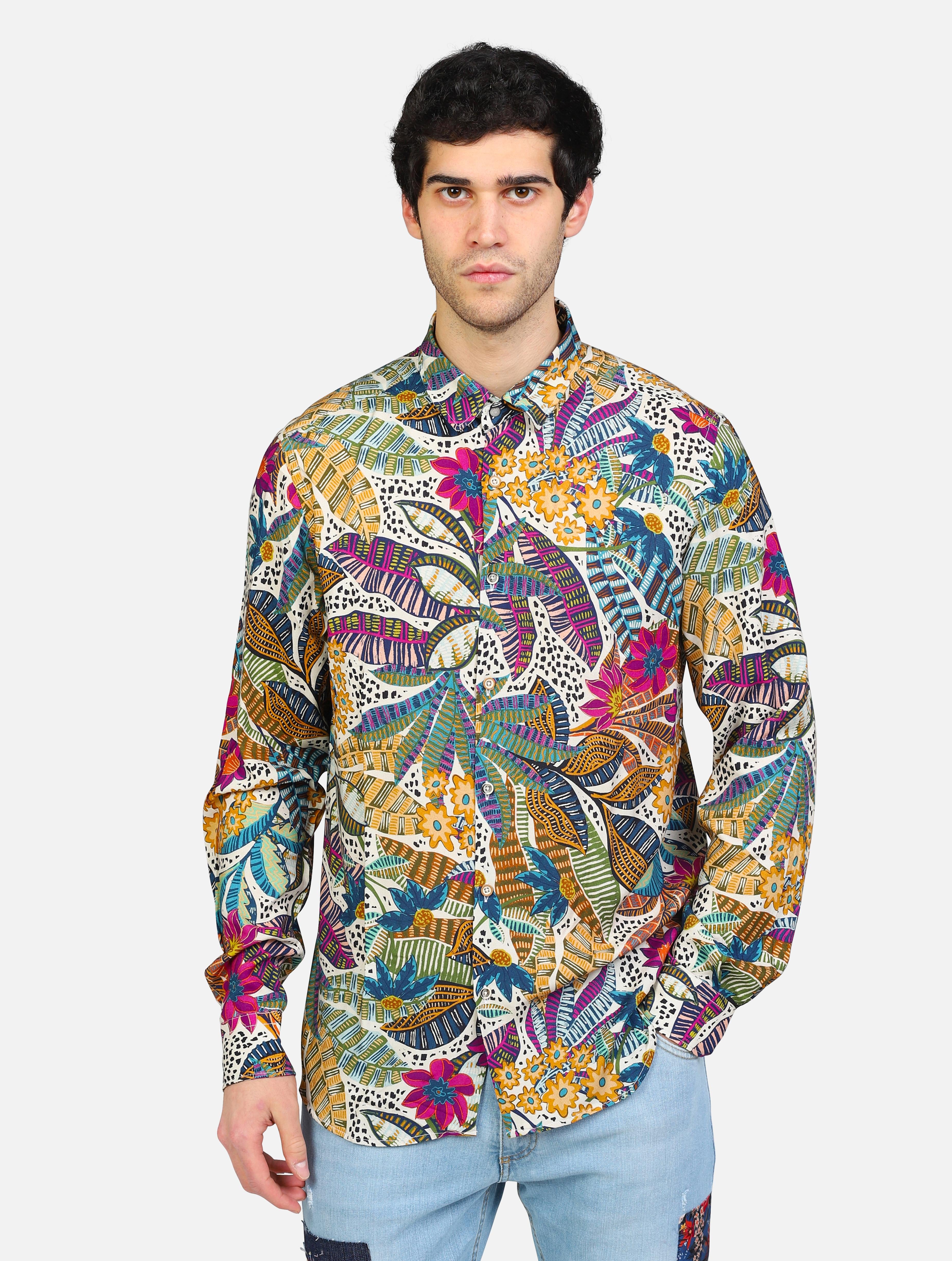 art. low viscosa: camicia basica a fantasia in viscosa