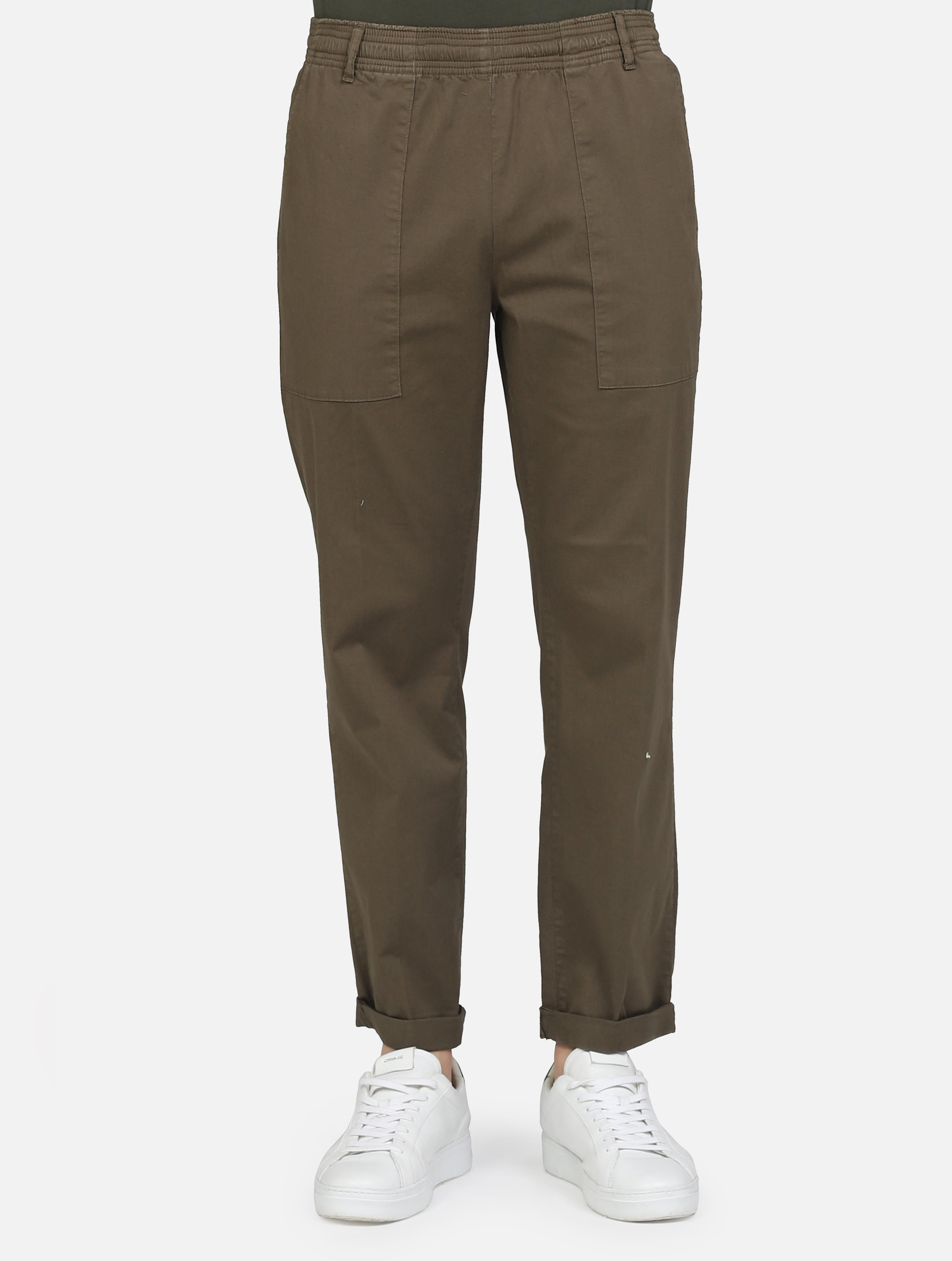 Art hook_2187: pantalone fatigue lungo con elastico in cintura relaxed fit verde militare uomo 