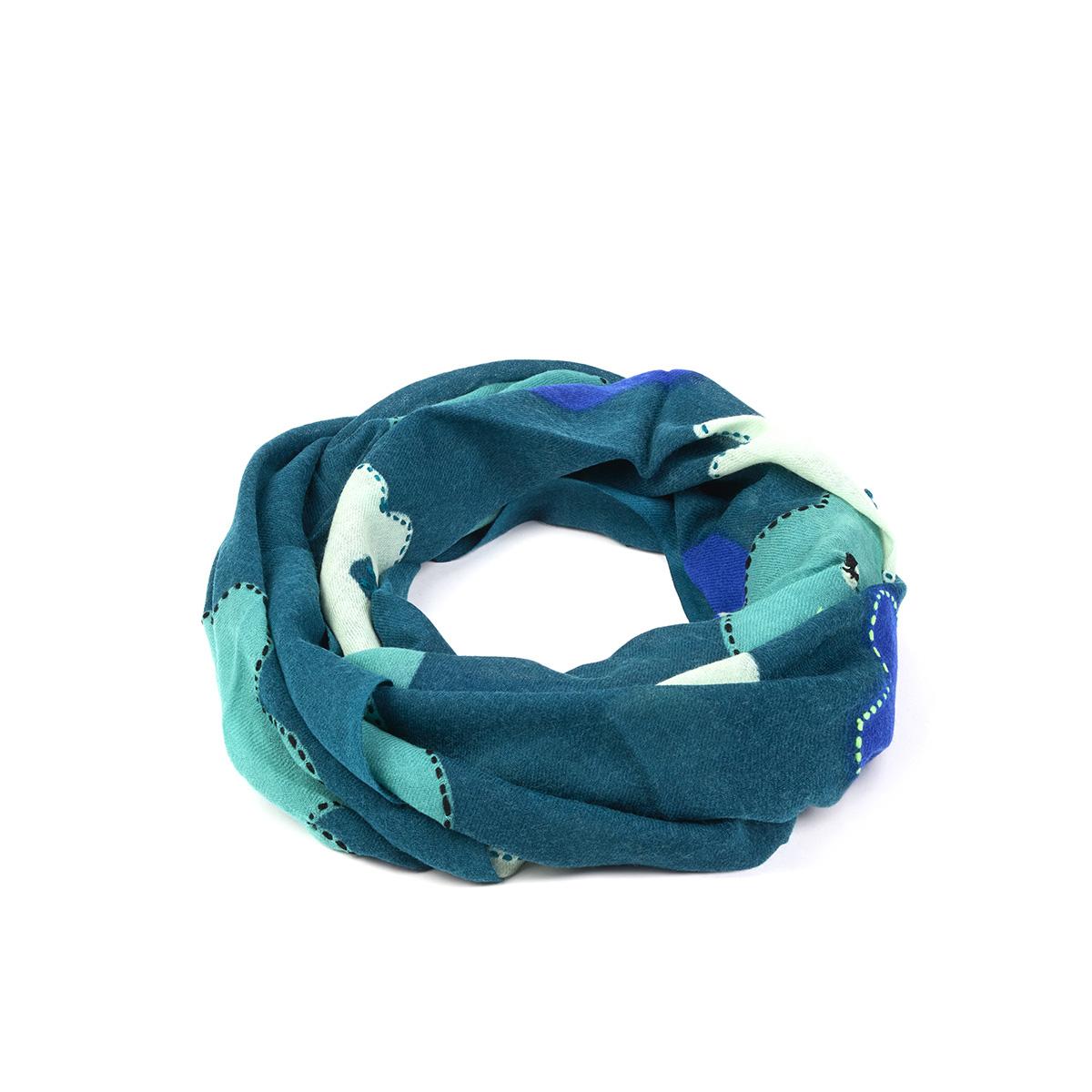 Sciarpa ricamata in pura lana vergine verde uomo 