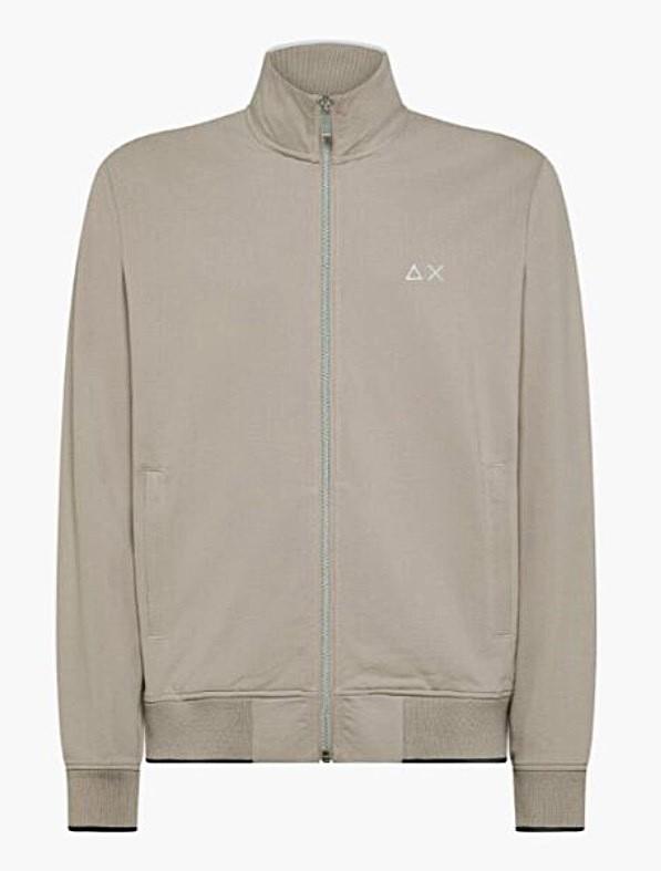 Art f35111: felpa track zip small stripes in piquet, collo alto, polsi e fondo con bordi a contrasto, chiusura zip e tasche sui lati stone uomo 