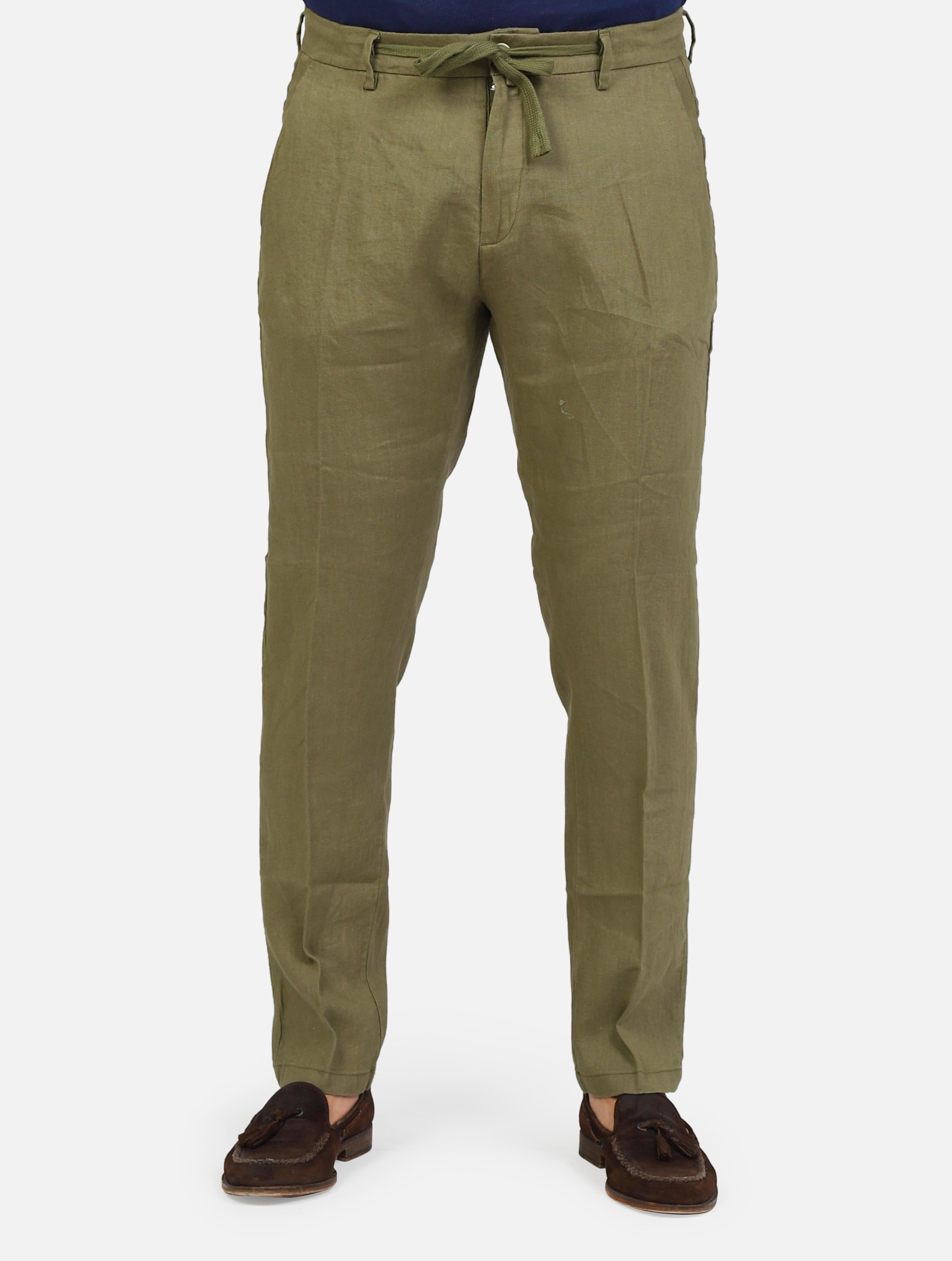 Art michigan-s25: pantalone in puro lino military uomo 