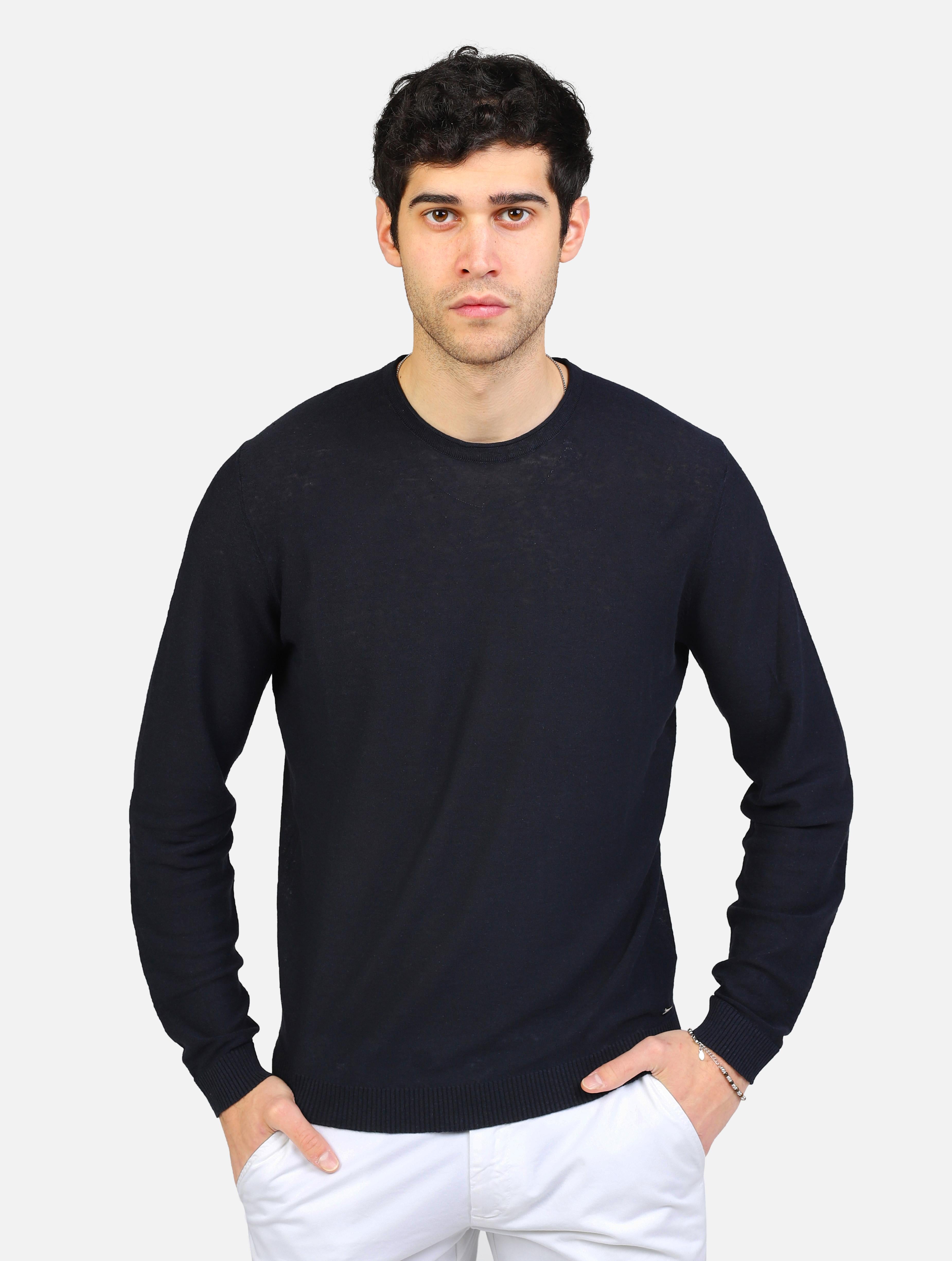 art. mk890014: maglia girocollo  manica lunga misto lino