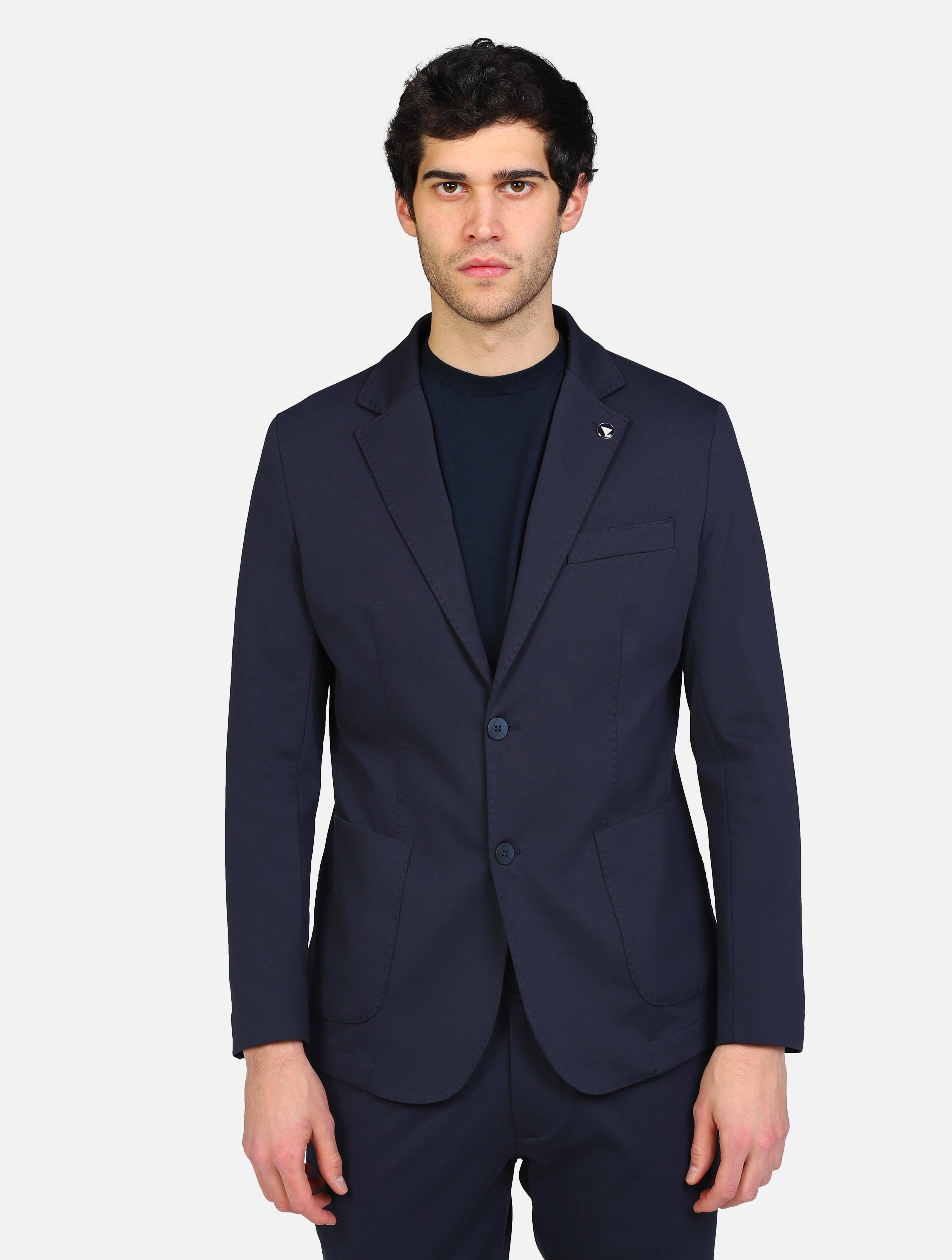 Art bogart jacket gg22: giacca monopetto con cucitura a vista blue uomo 
