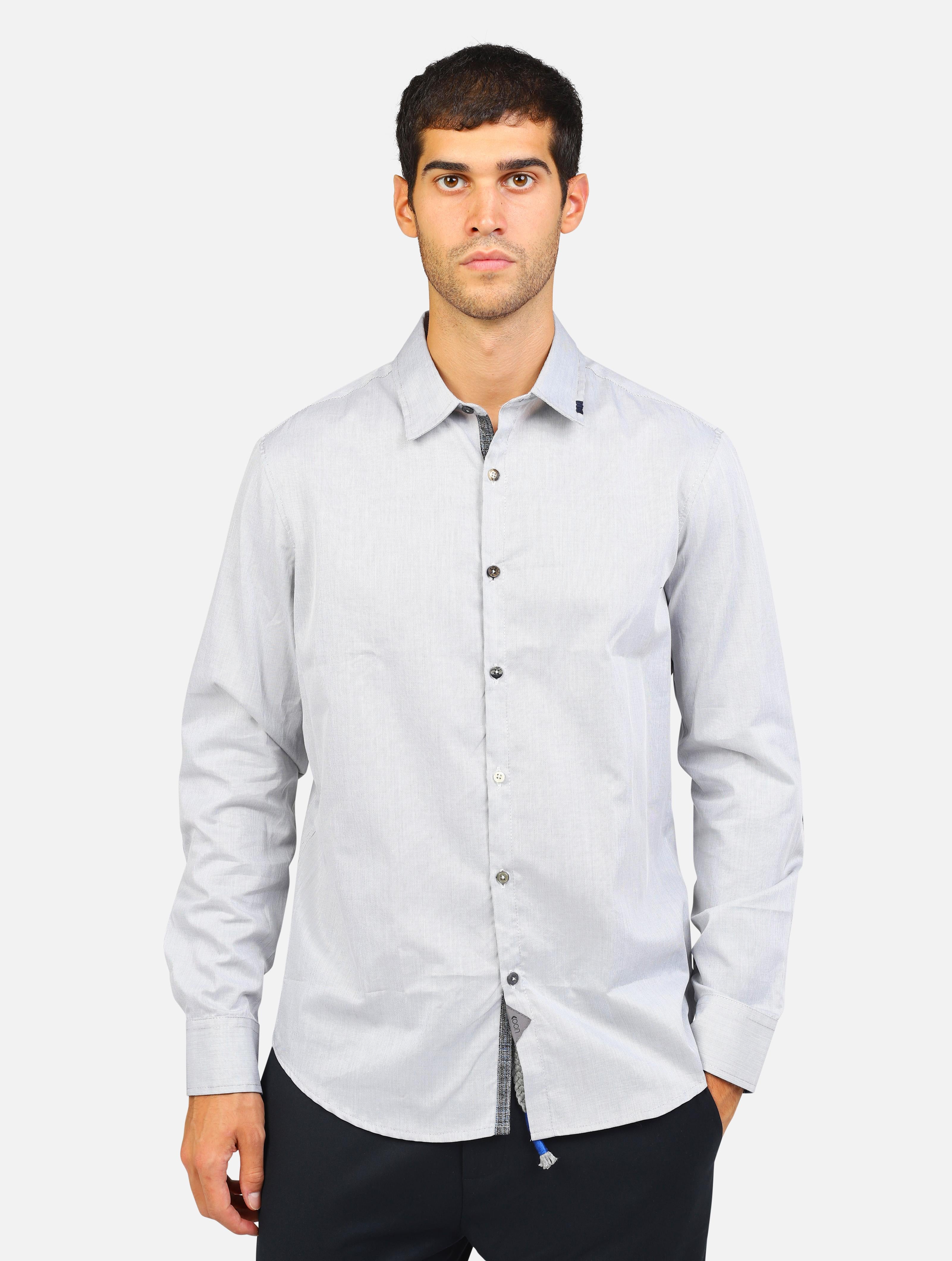 Camicia classica toppa 3 patch grigio chiaro uomo 