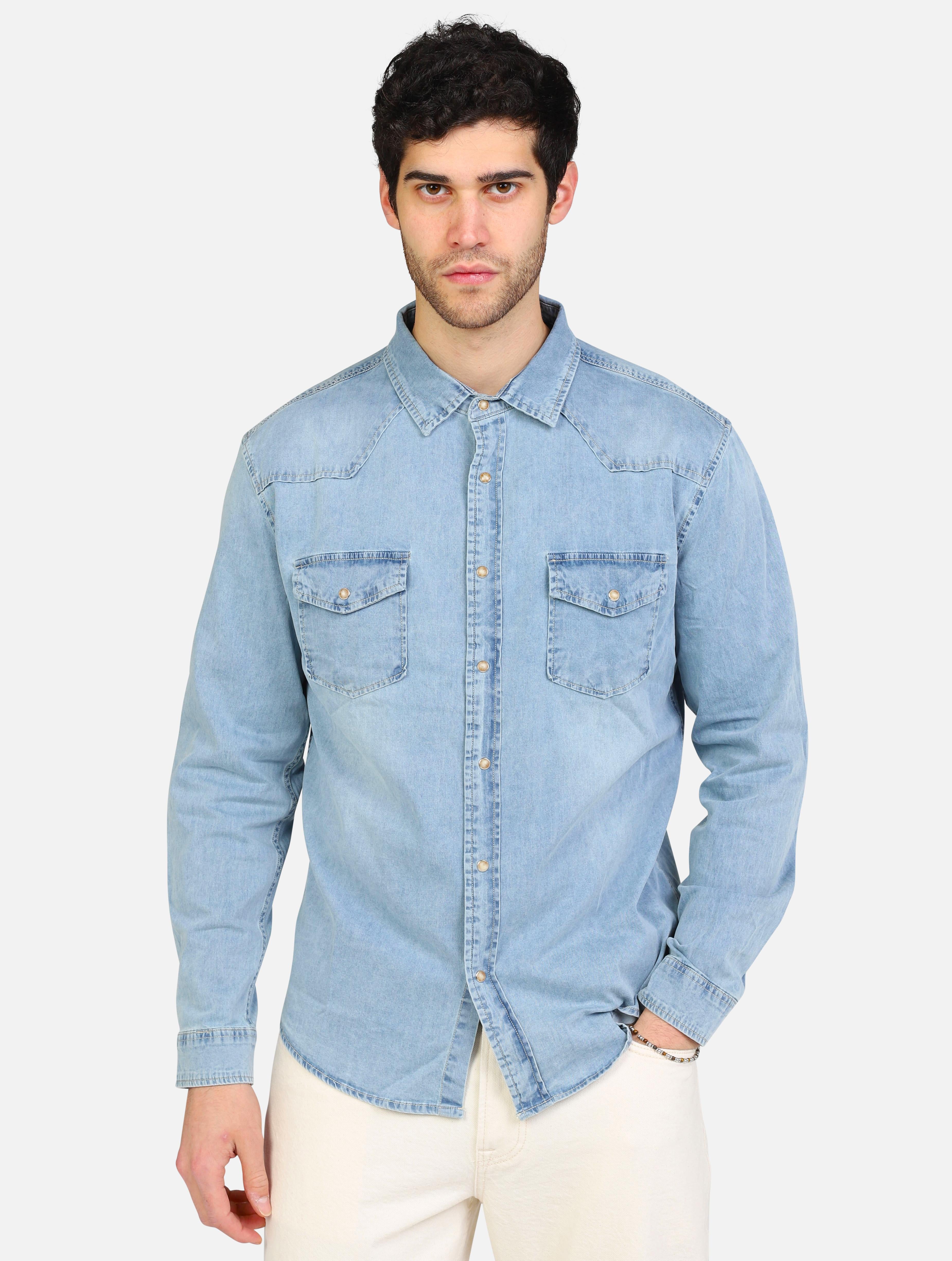 art. bc0252: camicia di jeans con due taschini