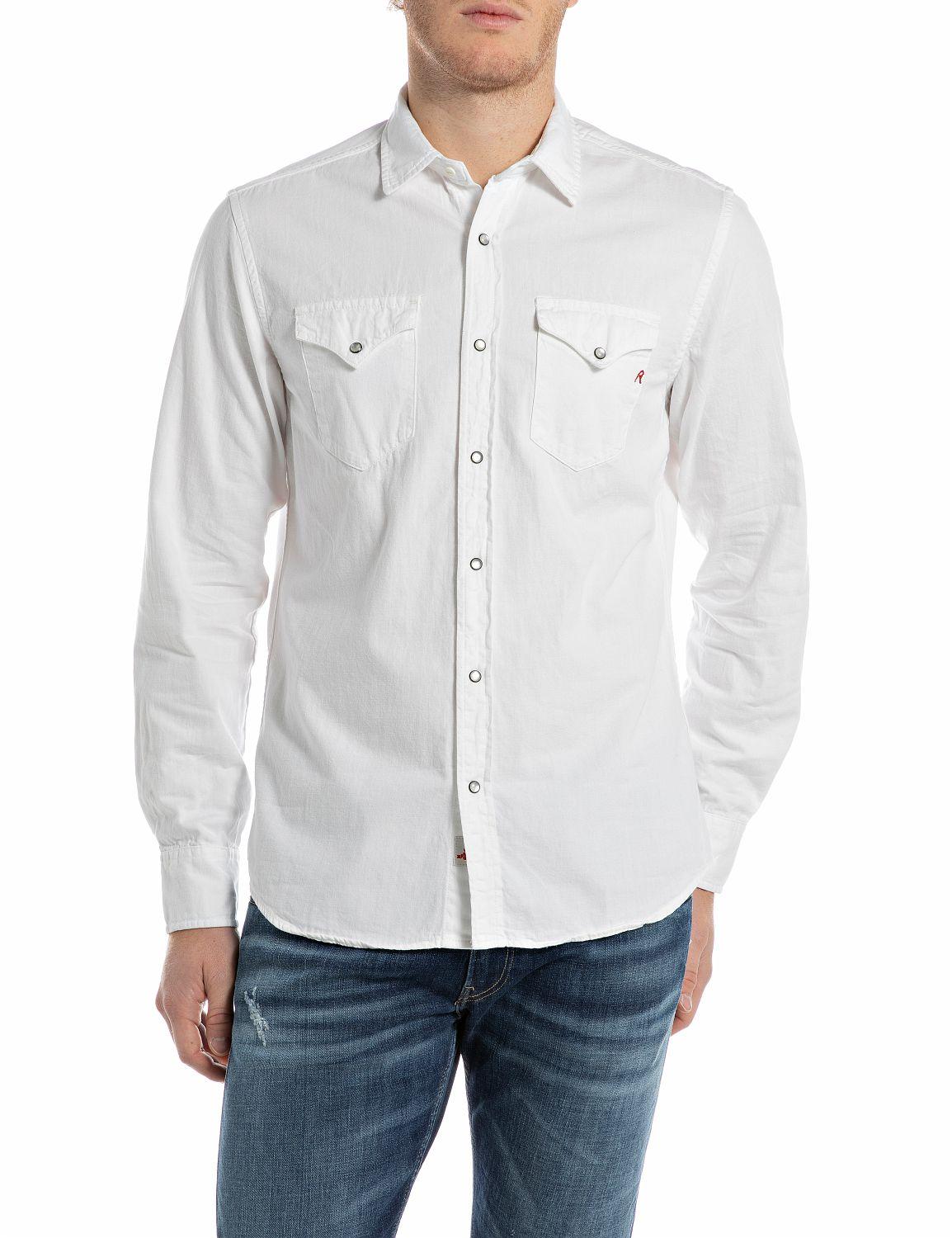 Camicia con tasche bianco uomo 