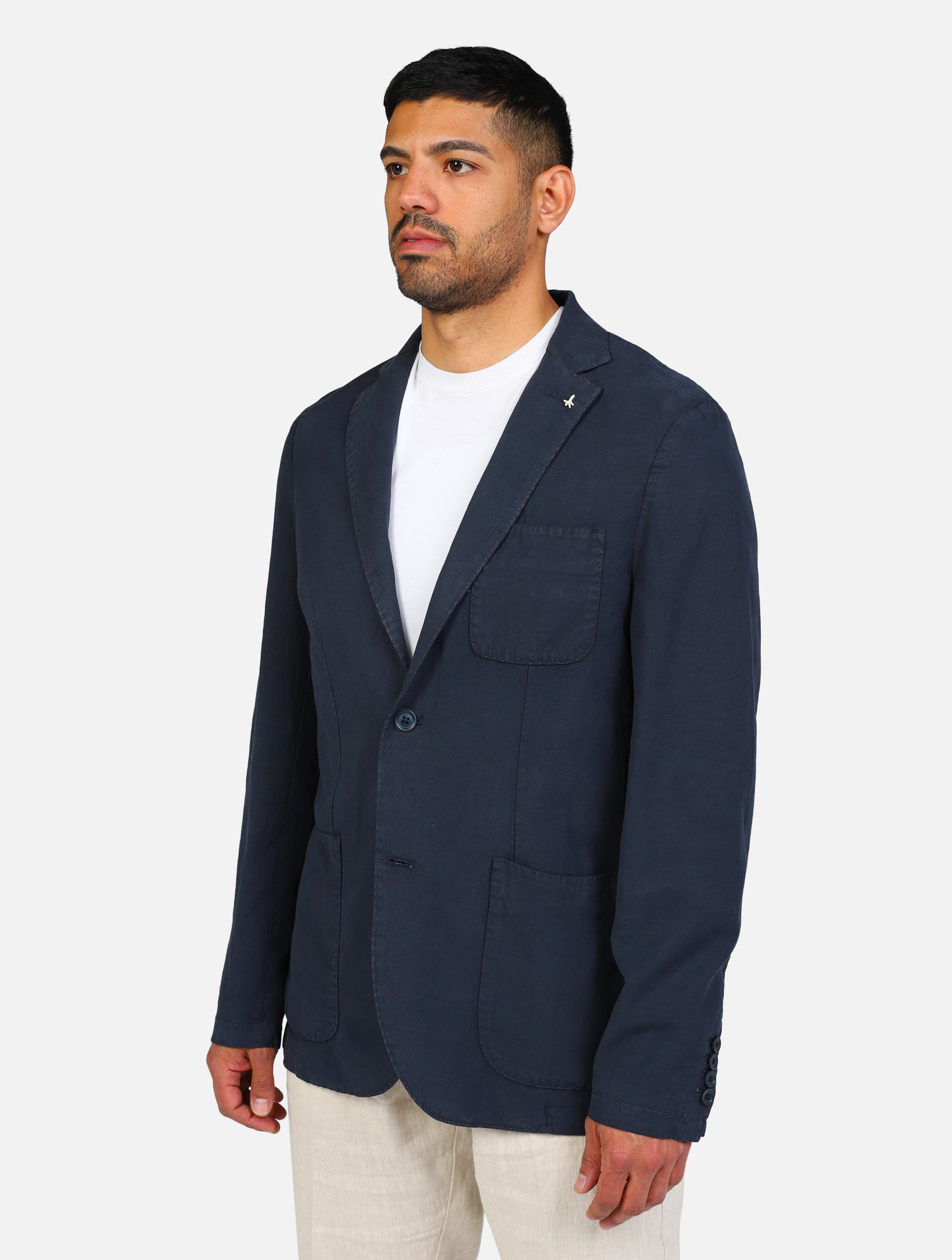 Art a302gege78tc514: giacca monopetto due bottoni, due tasche ed un taschino blu navy uomo 