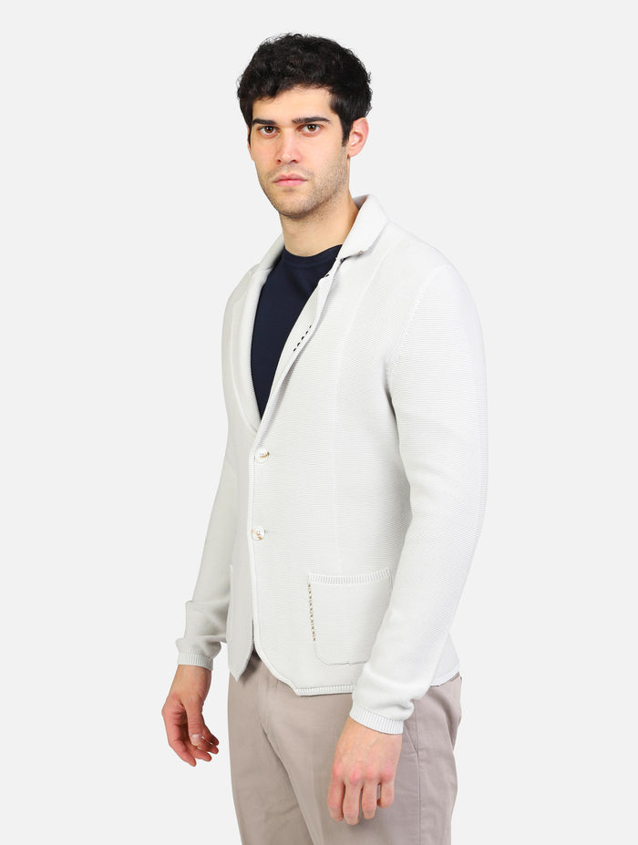 art. mk890011: blazer punto piquet con chiusura a due bottoni e cucitura sul colletto