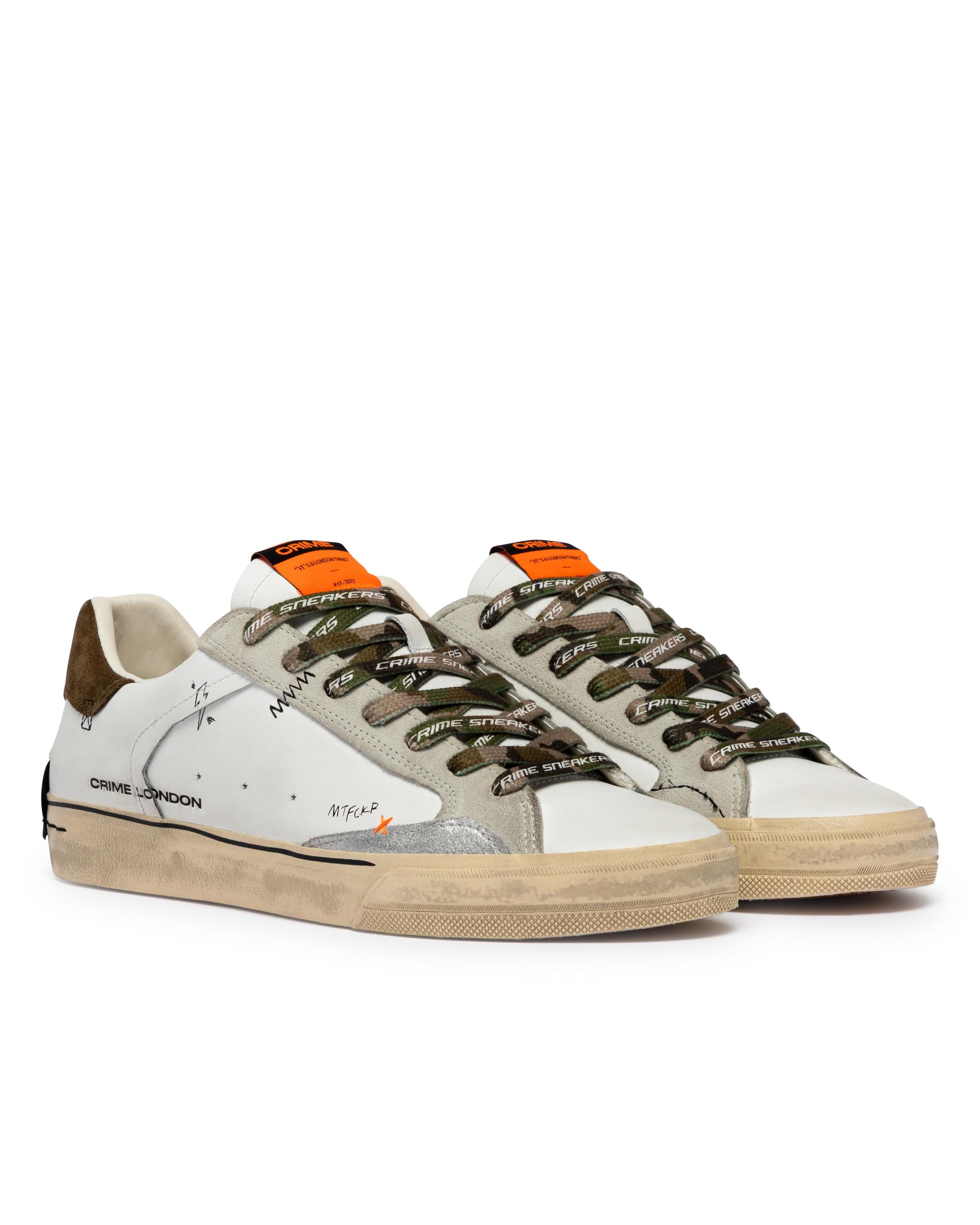 Deconstruct military green sneaker realizzata con materiali di alta qualità made in italy bianco uomo 