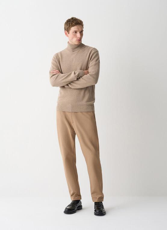 Dolcevita in misto cashmere su finezza 7 sabbia uomo 