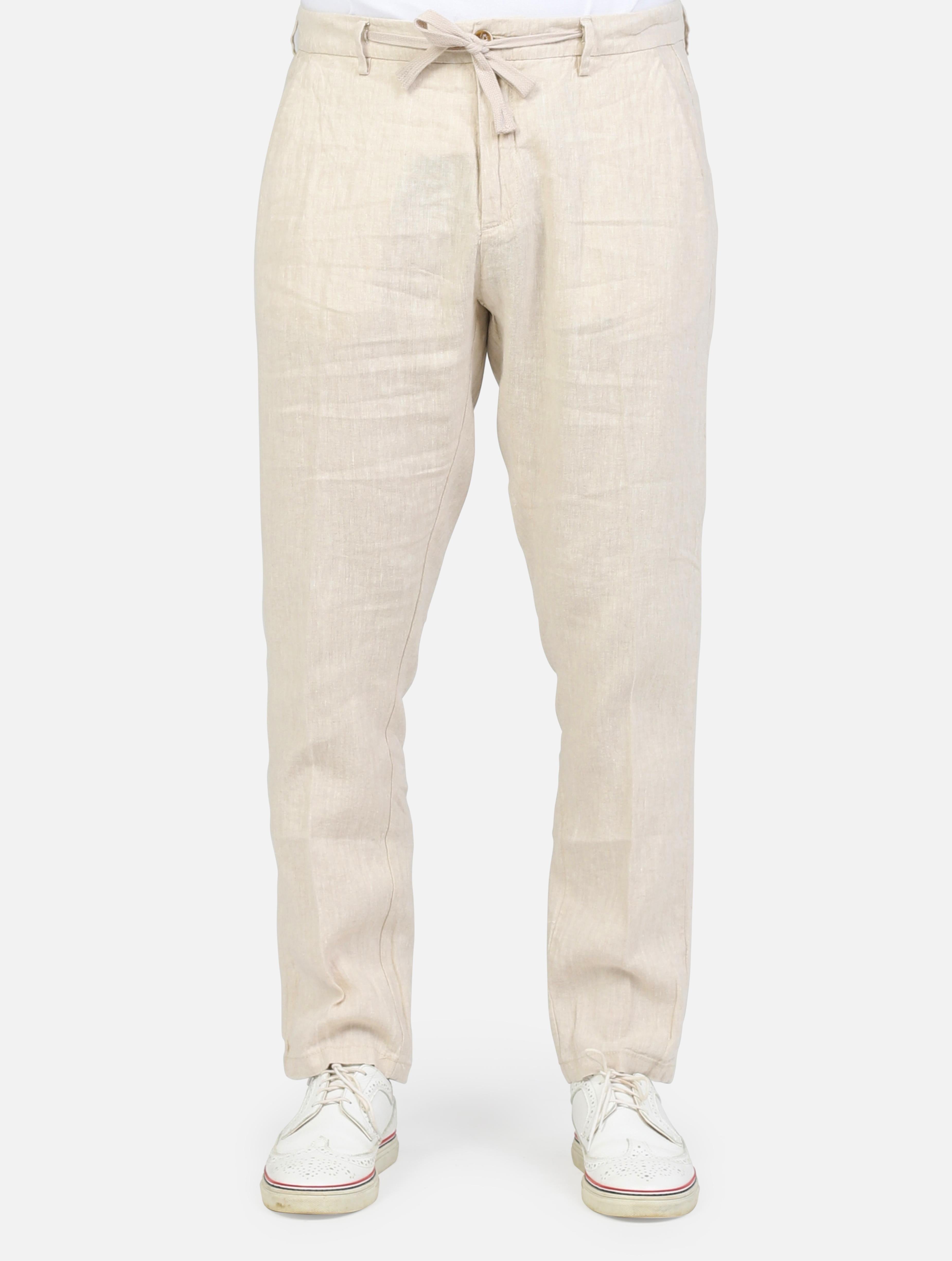 Art michigan-s25: pantalone in puro lino sand uomo 