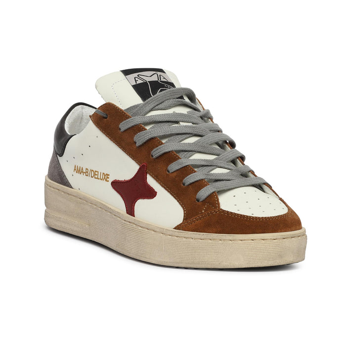 sneakers in pelle e camoscio con logo