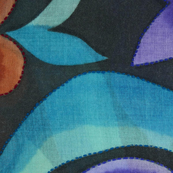 Tropea sciarpa ricamata in pura lana vergine