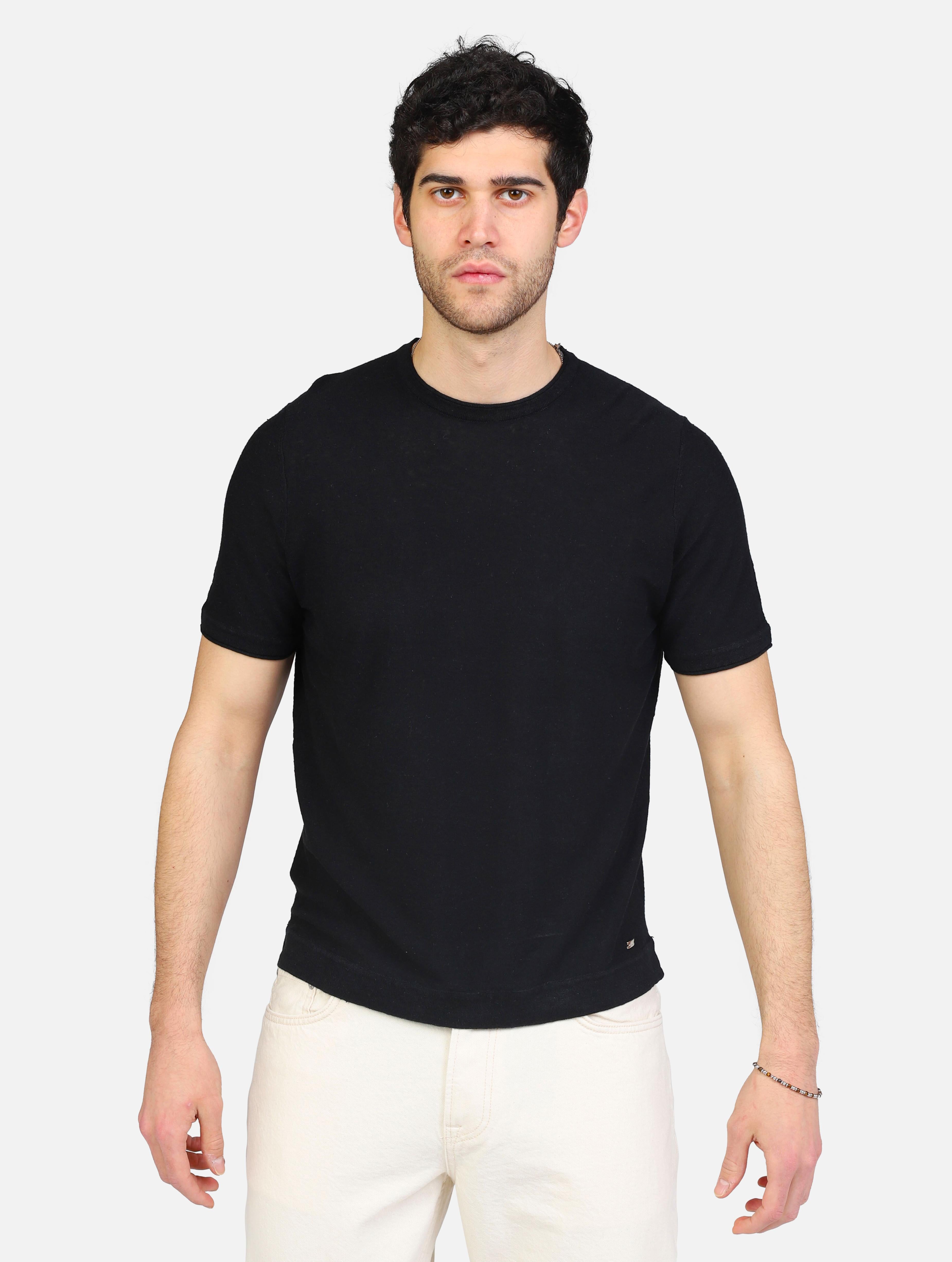 art. mk890015: maglia girocollo mezze maniche misto lino