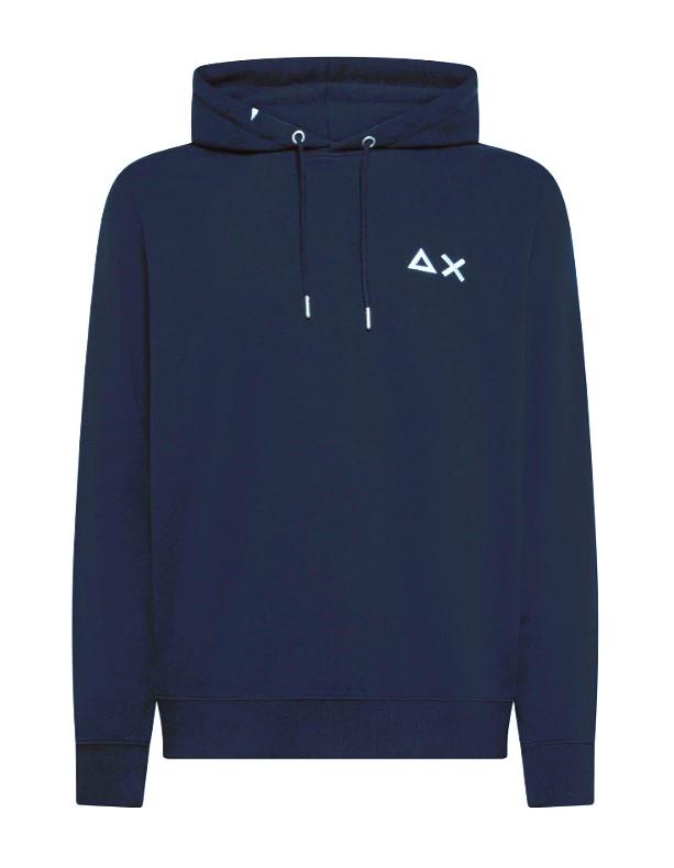 art. f35104: felpa hoodie basic con cappuccio con coulisse e dettagli a contrasto