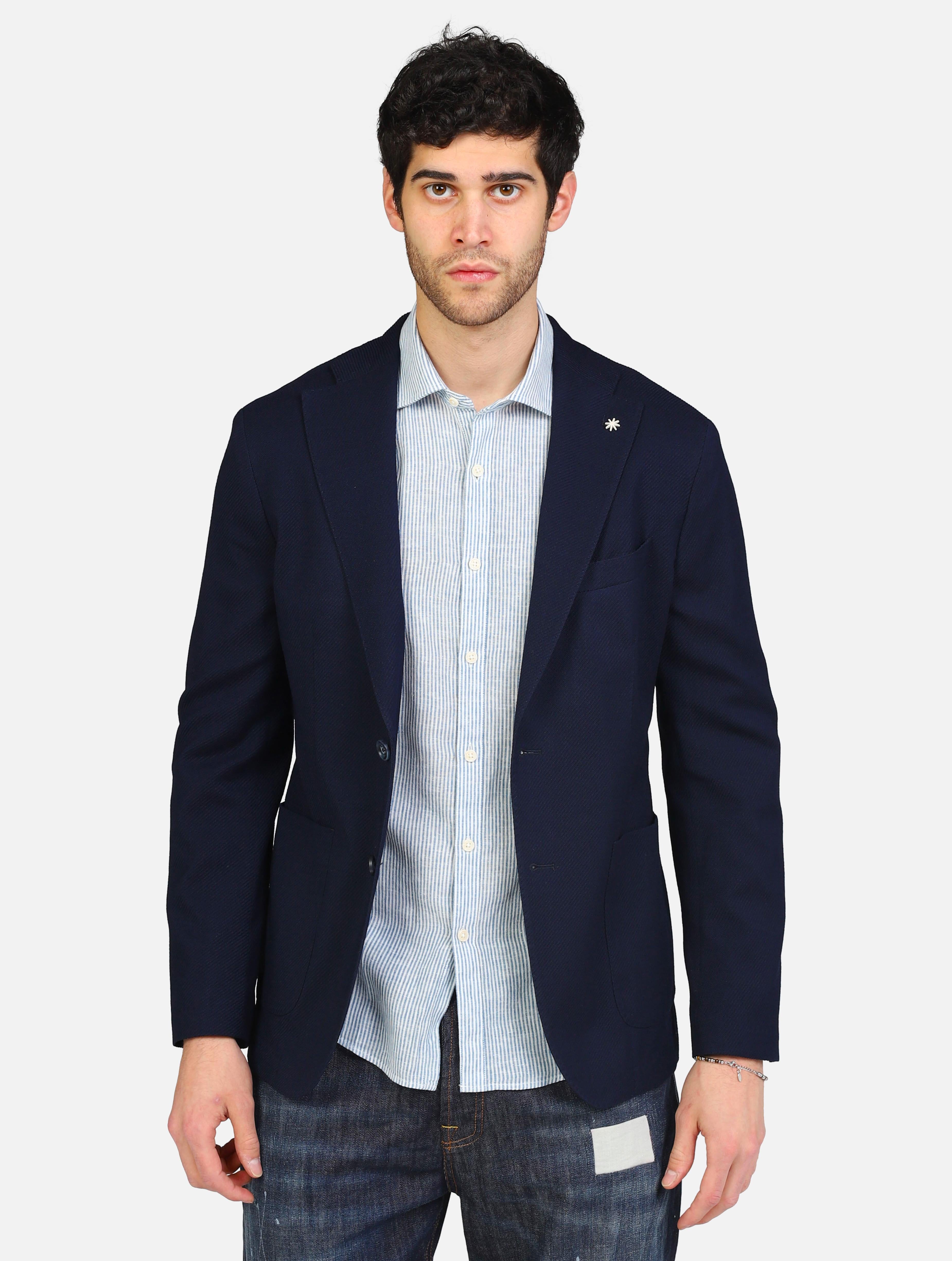 Art 3832g2728: giacca con due tasche anteriori e taschino blu uomo 