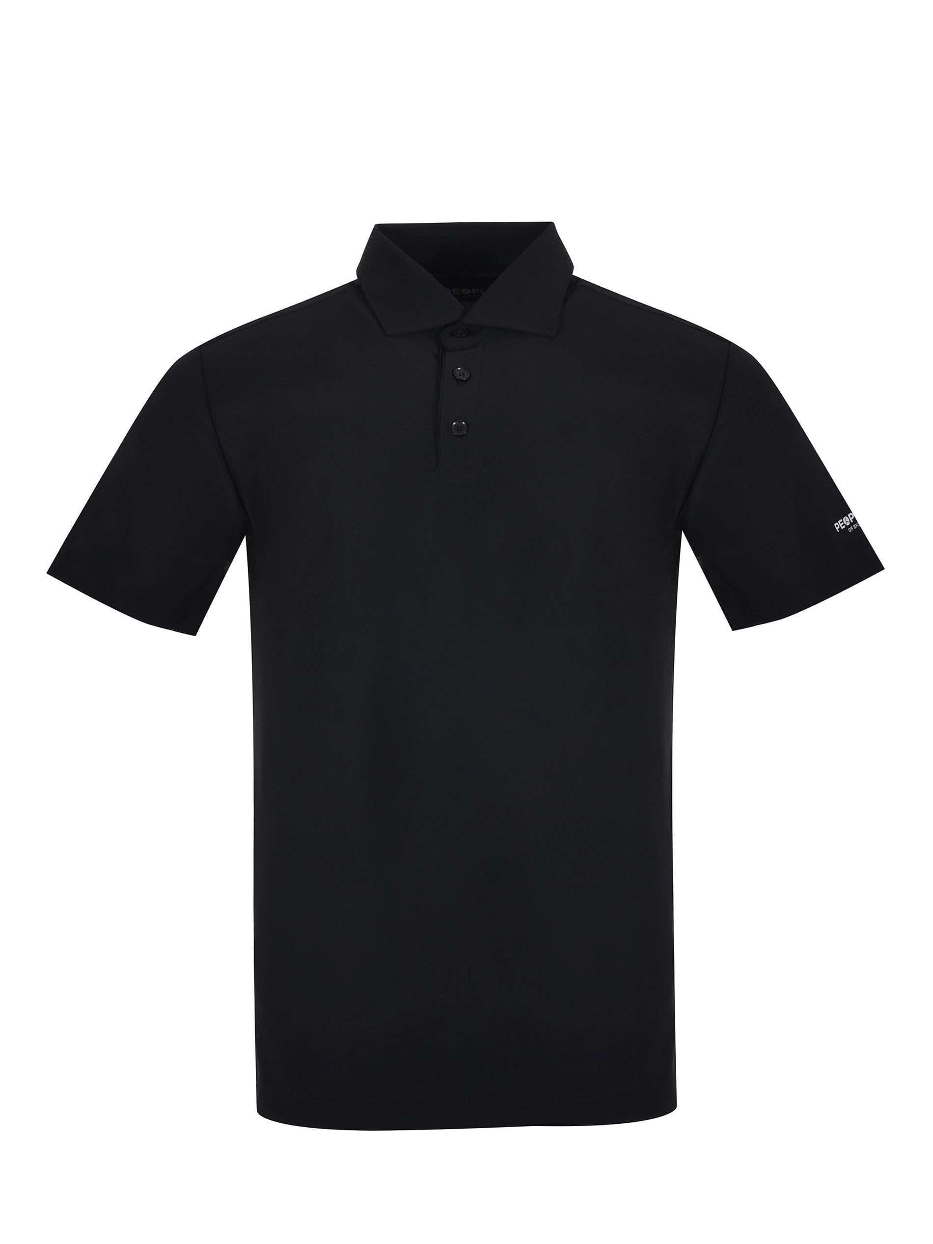 Polo people of shibuya in tessuto tecnico stretch nero black uomo 
