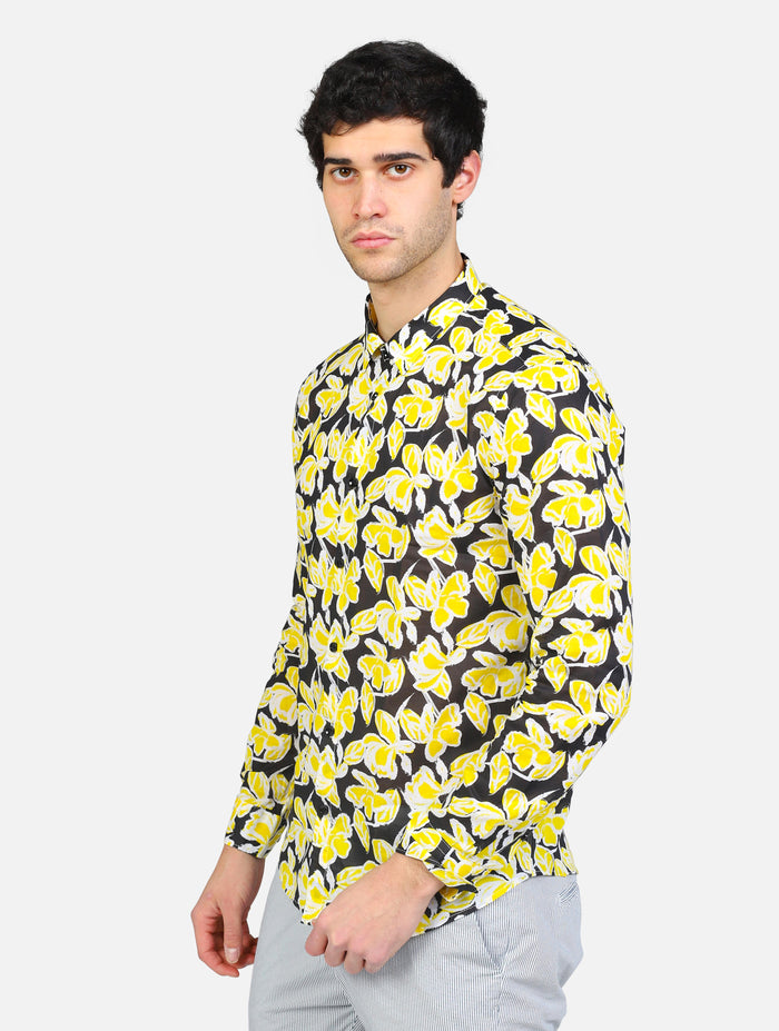 art. gl120da: camicia collo piccolo con fantasia floreale
