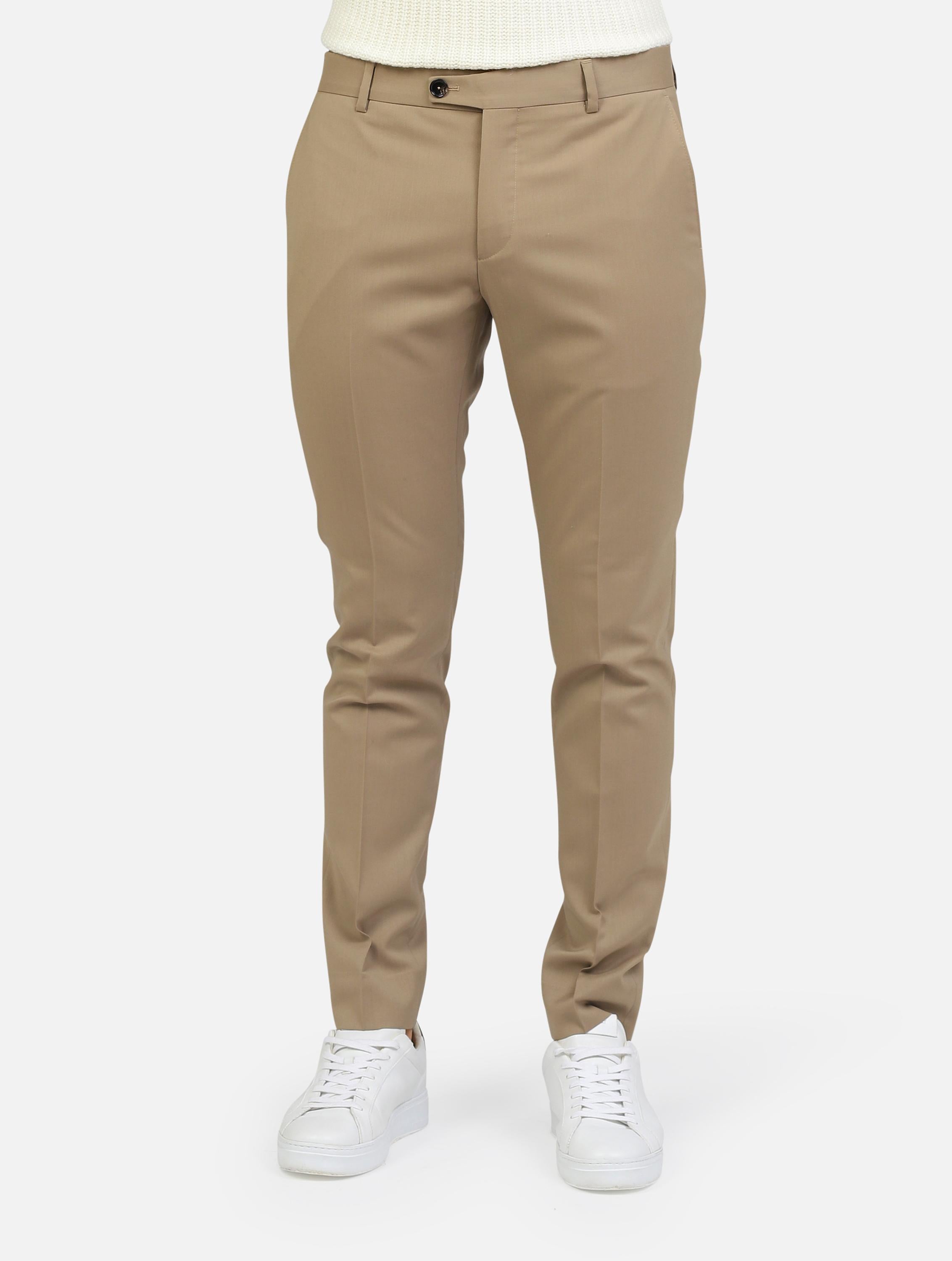 pantalone classico con chiusura a doppio bottone e zip, tasche a taglio