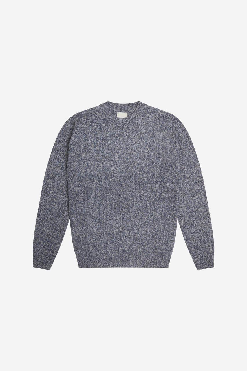 Maglione girocollo 100% lana blu uomo 