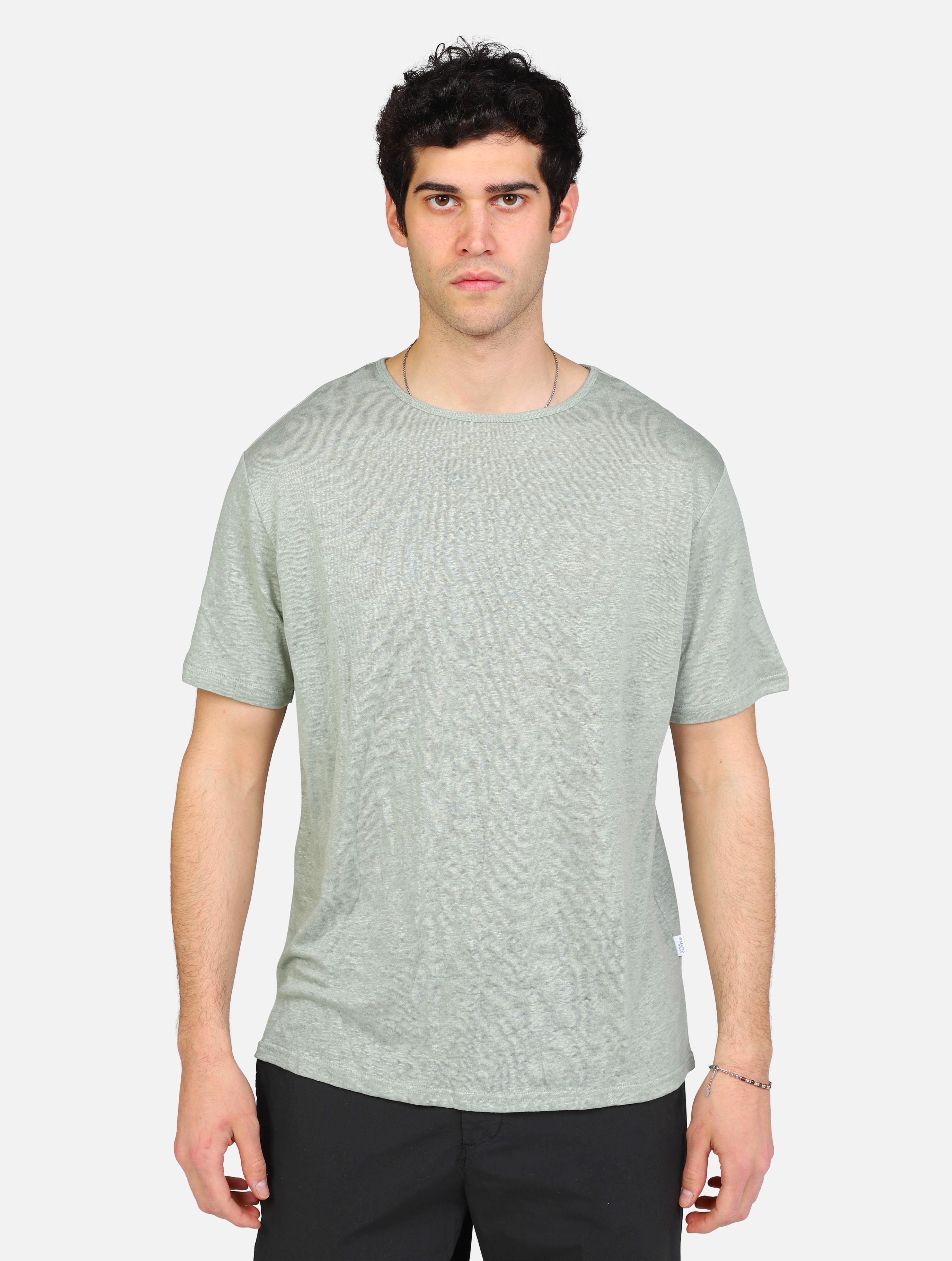Art 16089504: maglia in lino tinta unita verde uomo 