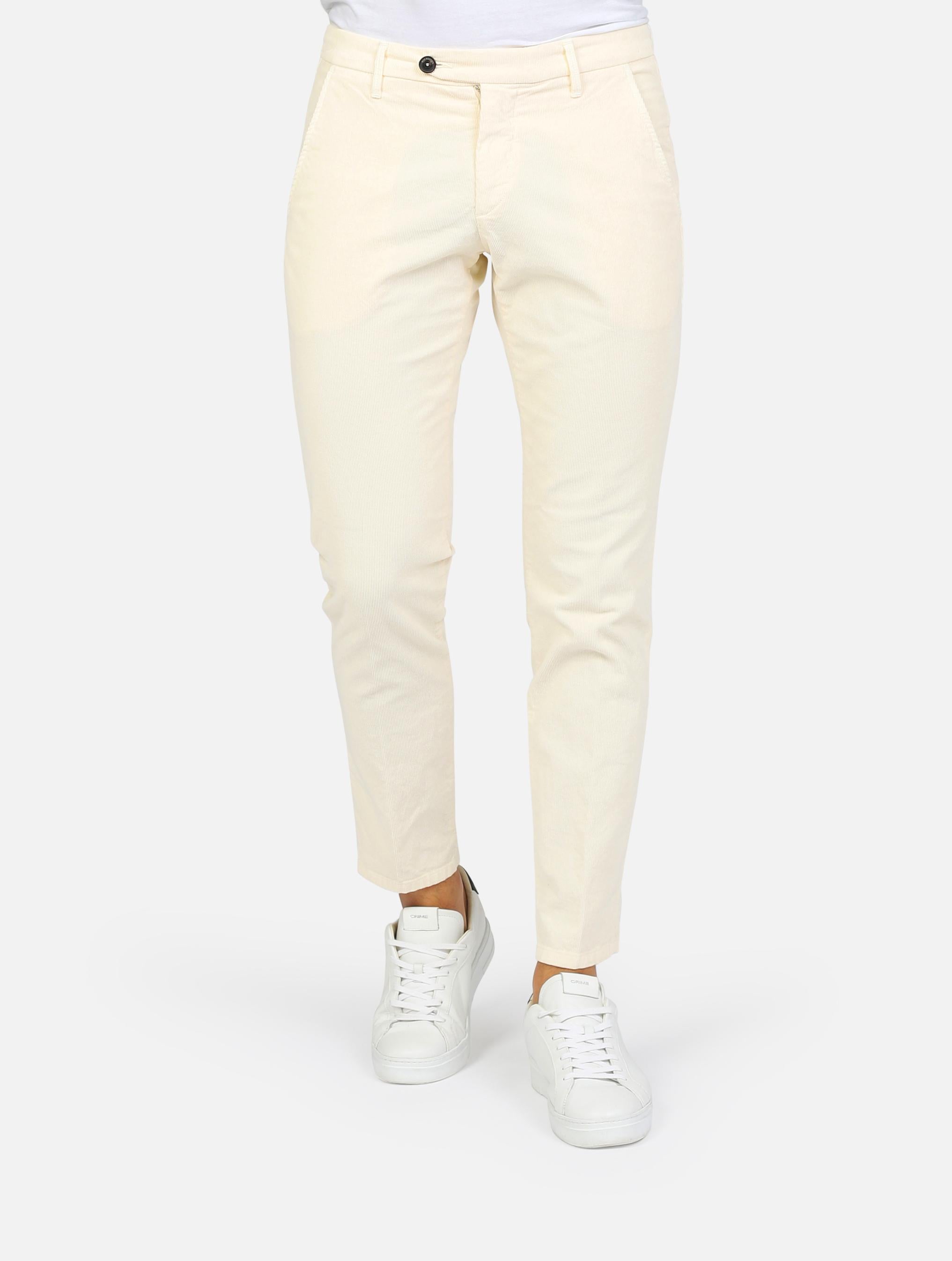pantalone in velluto costola sottile con tasche a taglio