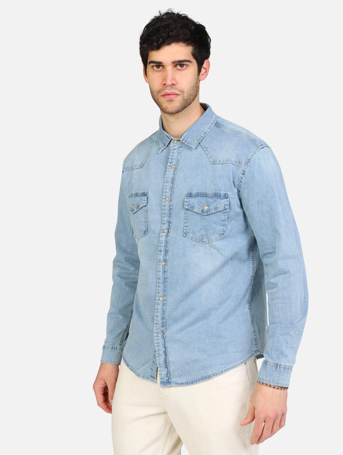 art. bc0252: camicia di jeans con due taschini