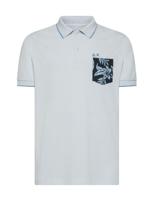 art. a35127: polo con taschino con colletto a bordi a contrasto